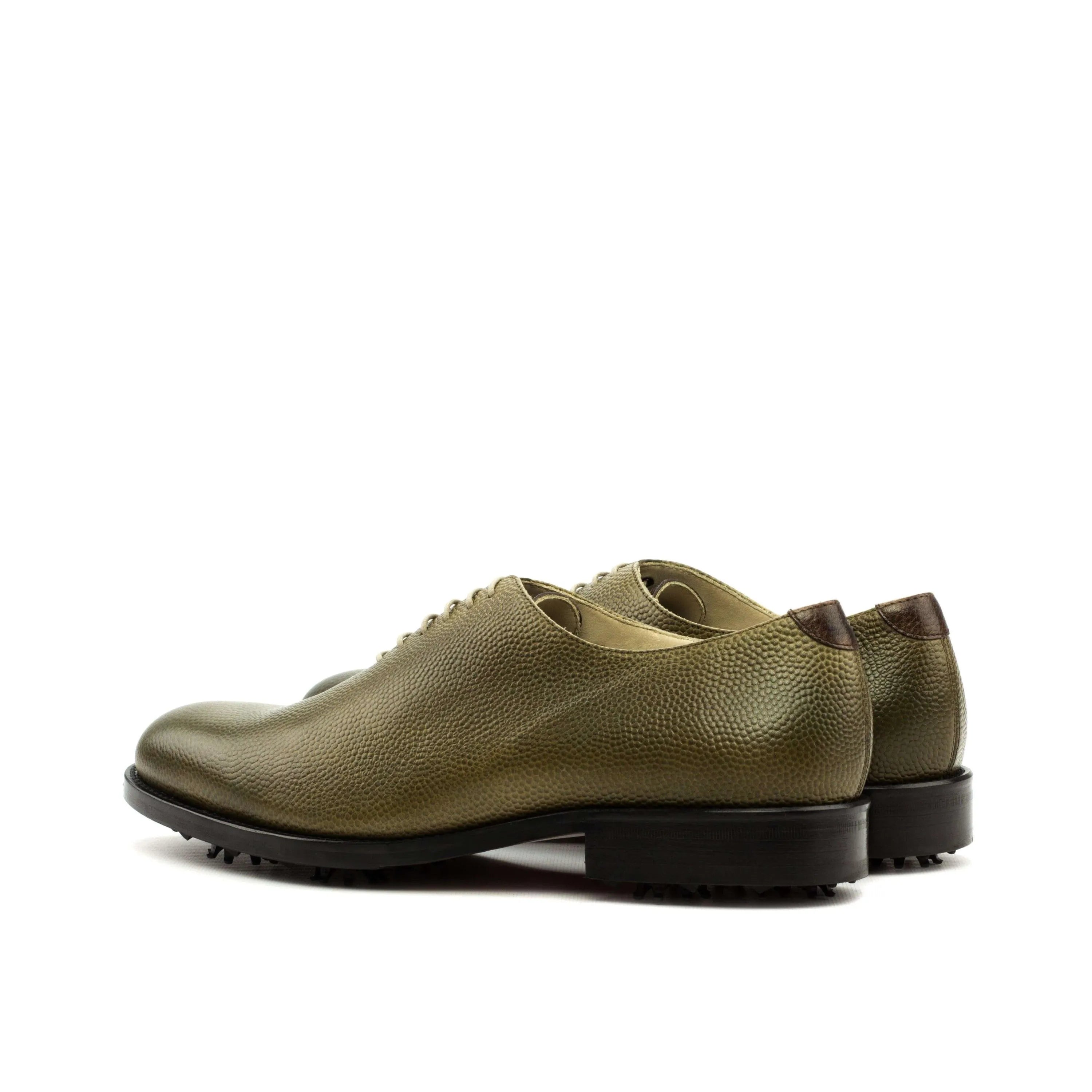 Bogy wholecut golf shoes in olive green leather oxford style