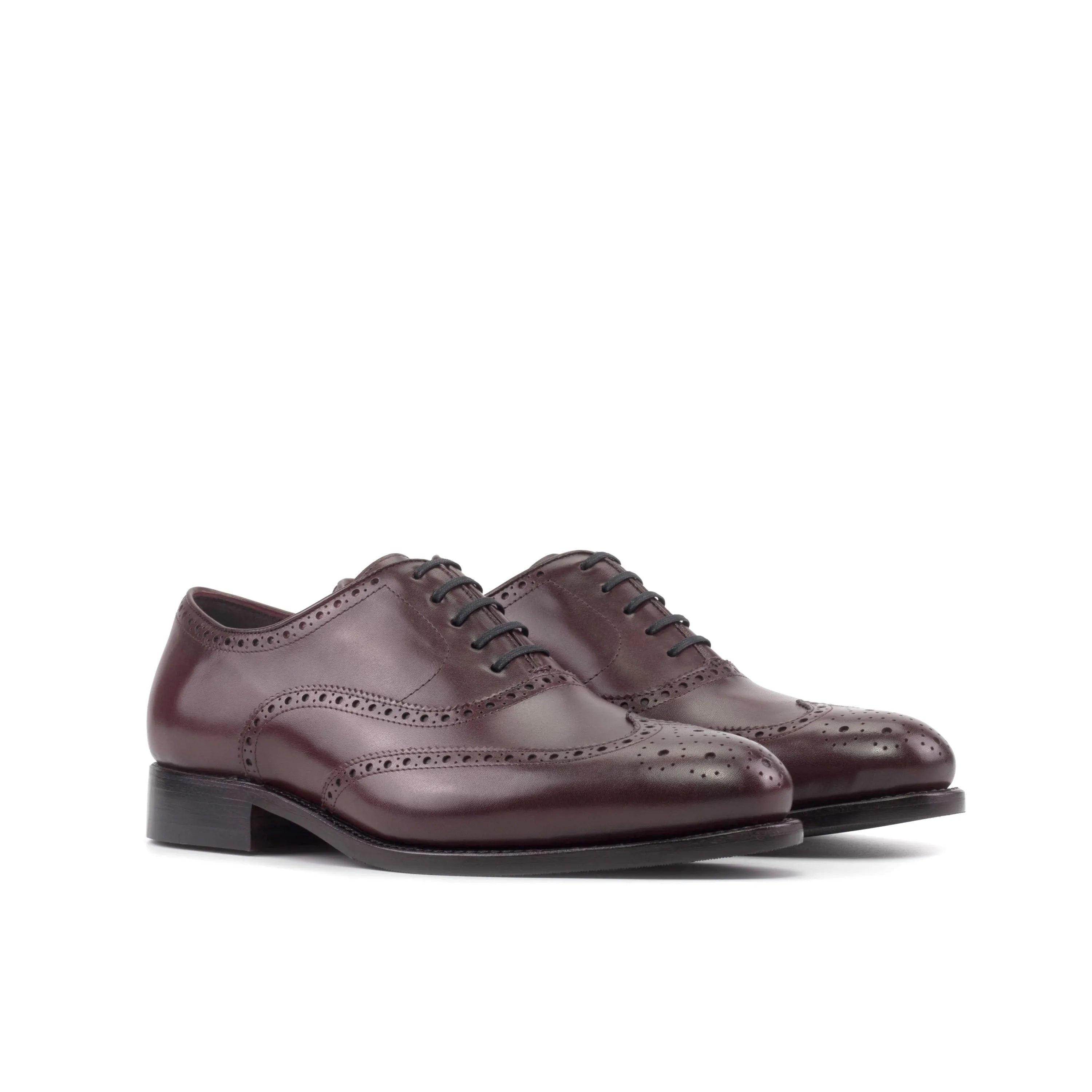 Pair of brown leather Borock full brogue dress shoes