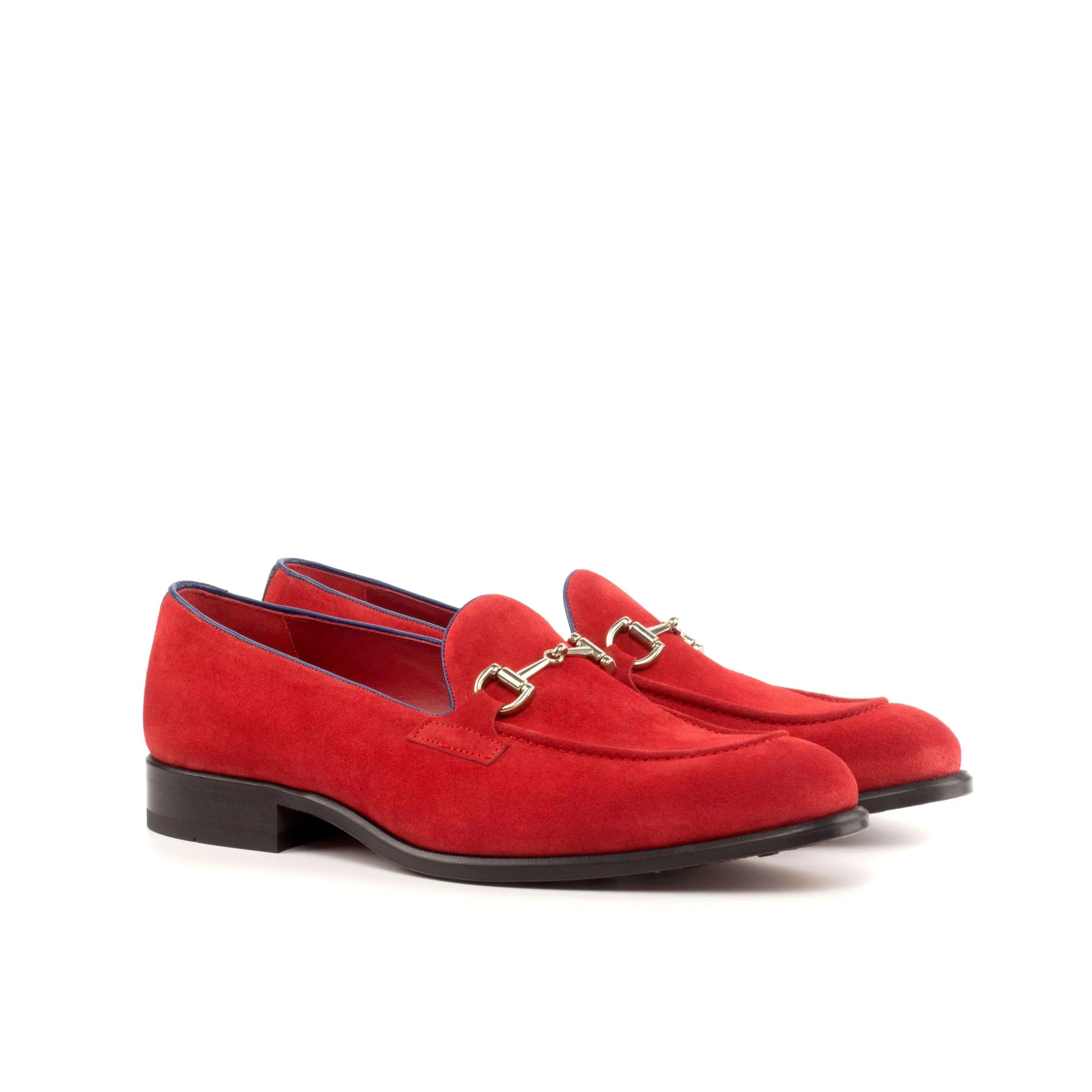 Red suede horsebit Bossy Loafers II, luxury bespoke shoes for men