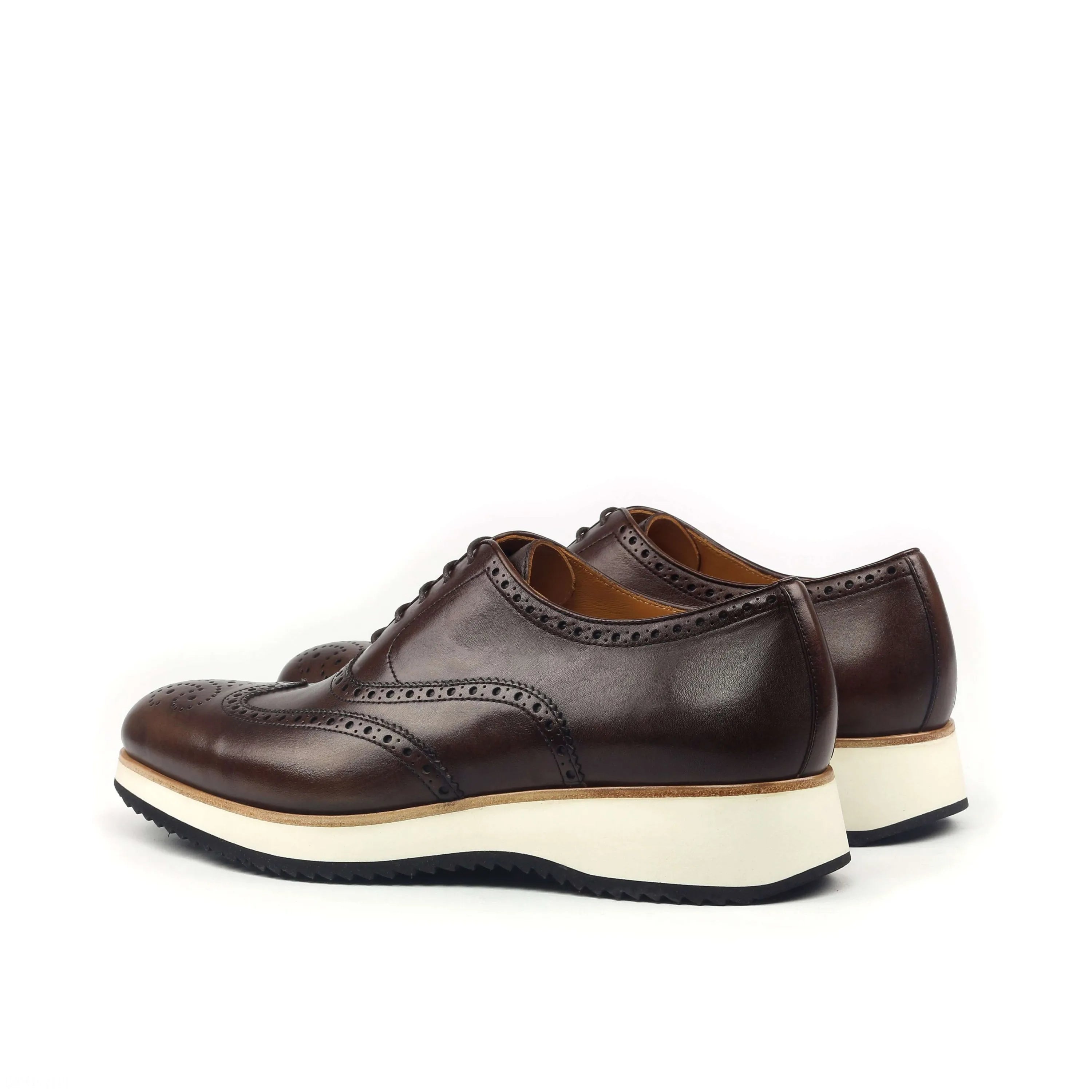 Brown leather Bourdin full brogue shoes, luxury bespoke dress shoes for men
