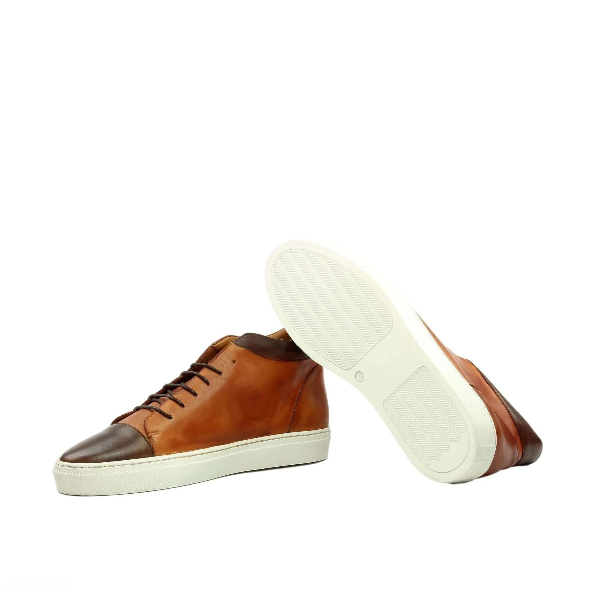 Bowie high brown leather high-top sneakers for men