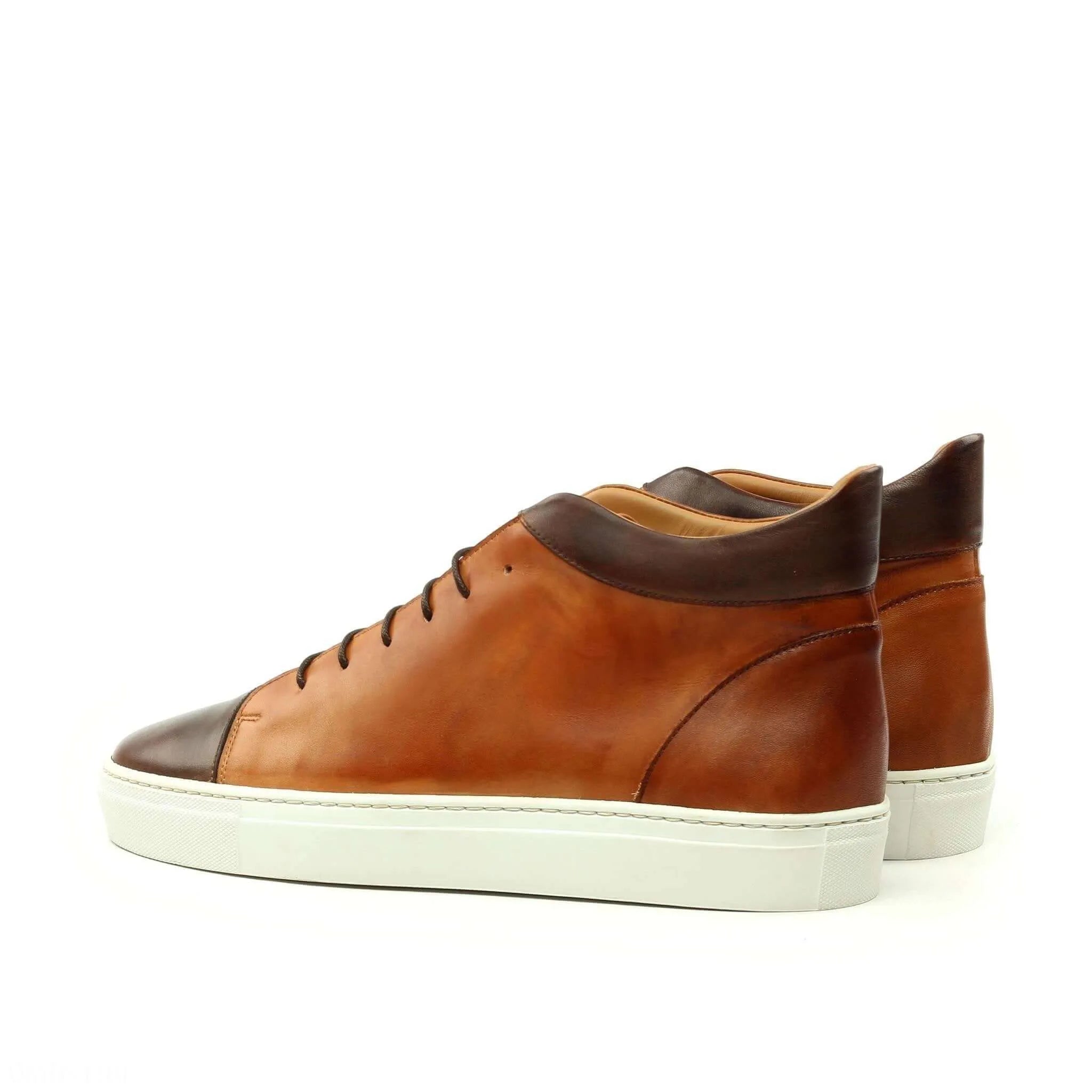 Bowie high brown leather high-top sneakers for men