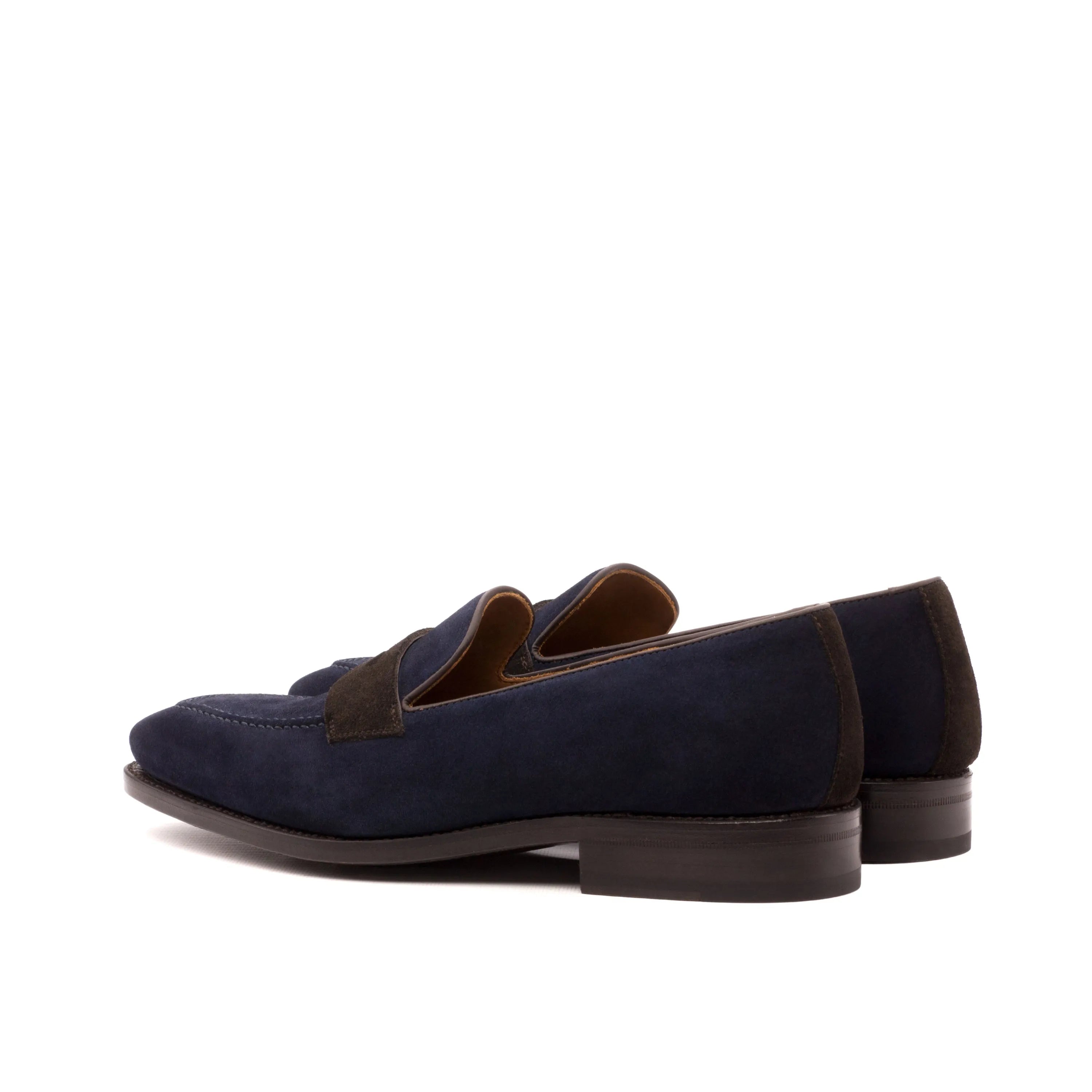 Navy suede Cagle loafers penny style back view