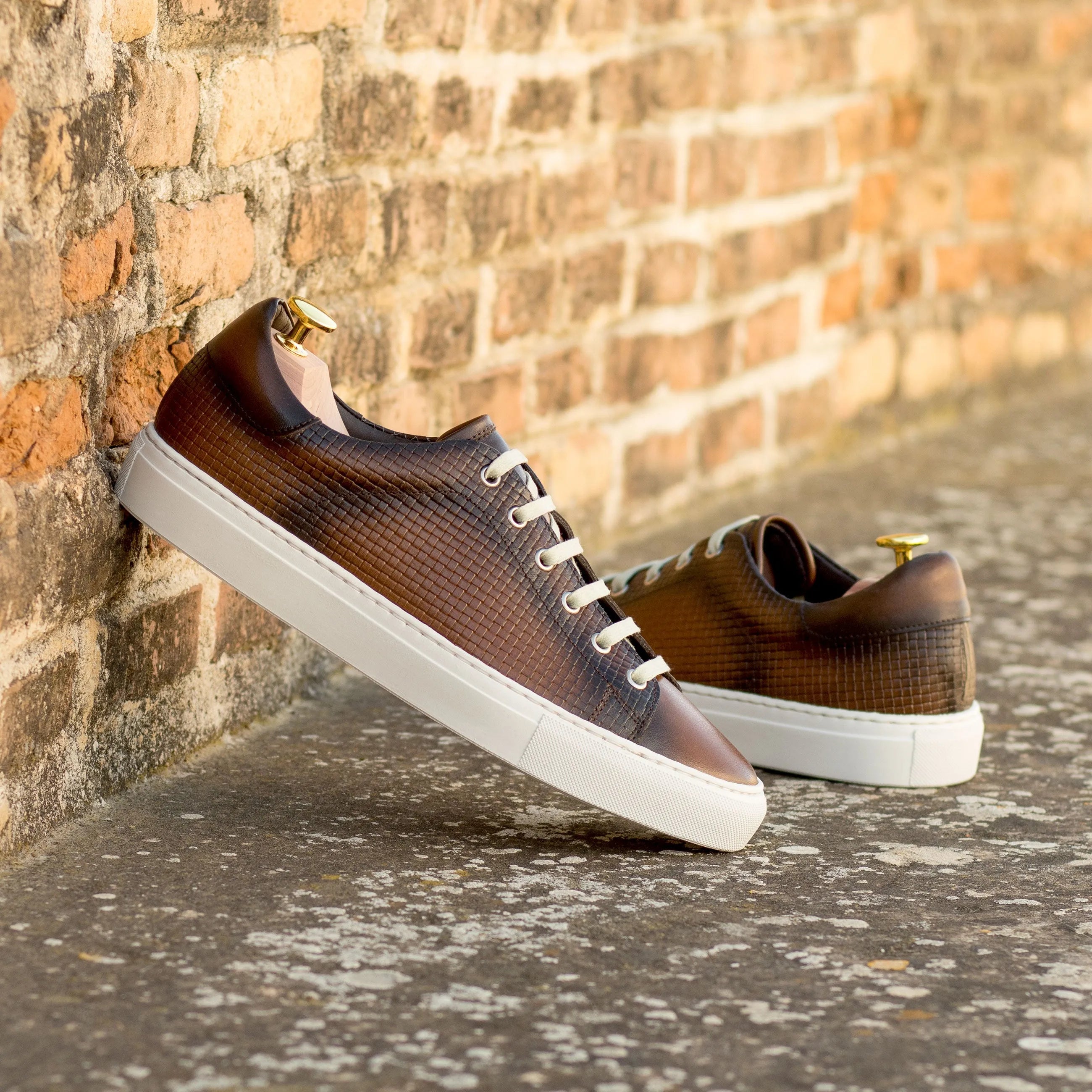 Brown CapaFive Trainer Sneaker II with white soles