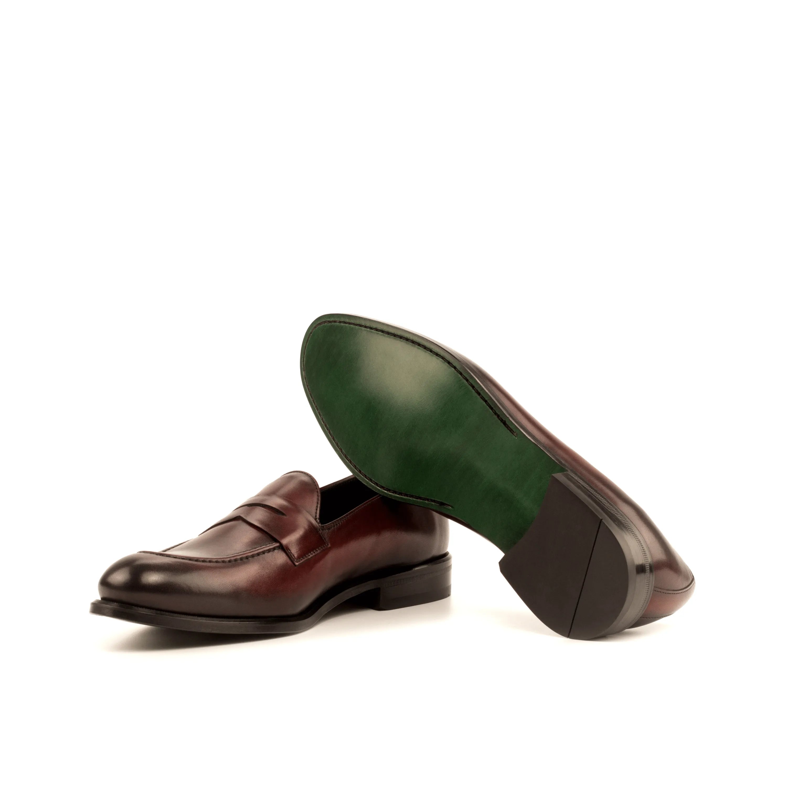 Burgundy leather Cayuga Loafers II with rounded toe for men