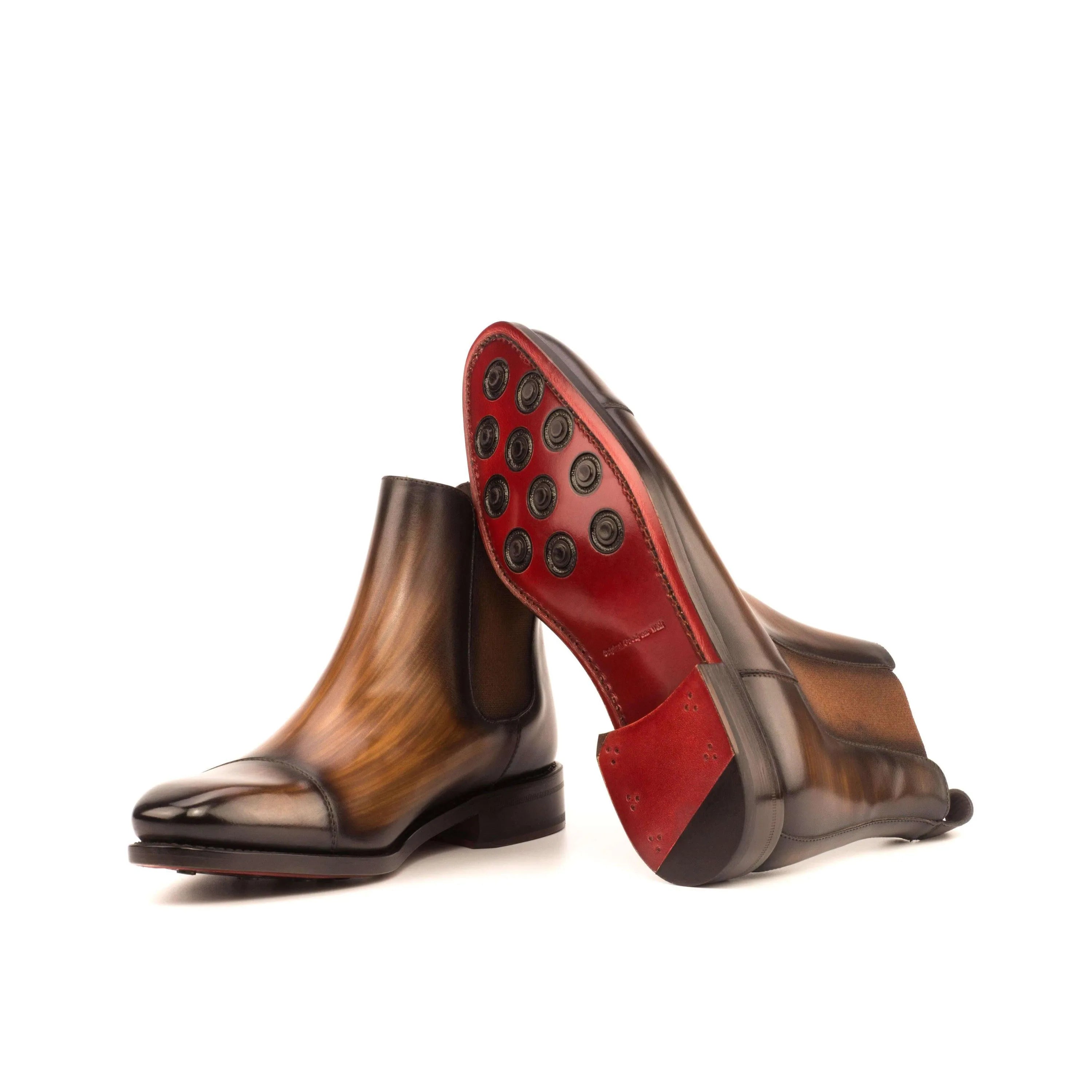 Chayton patina Chelsea boots II in brown leather rear view