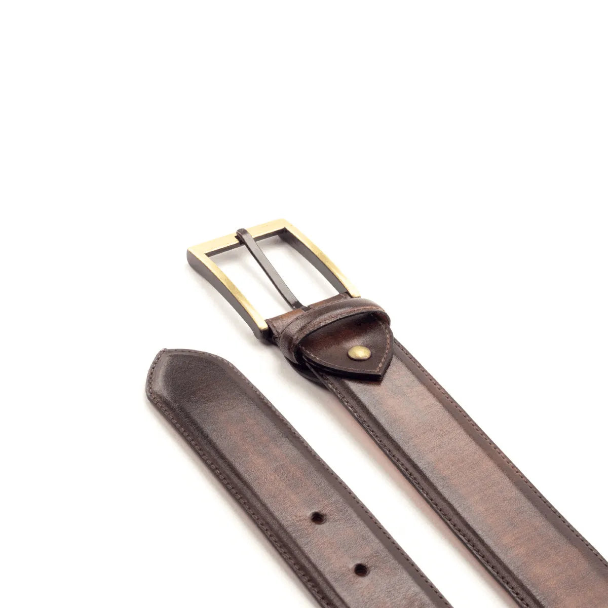 Cheung Hampton Belt II brown leather belt with brass buckle