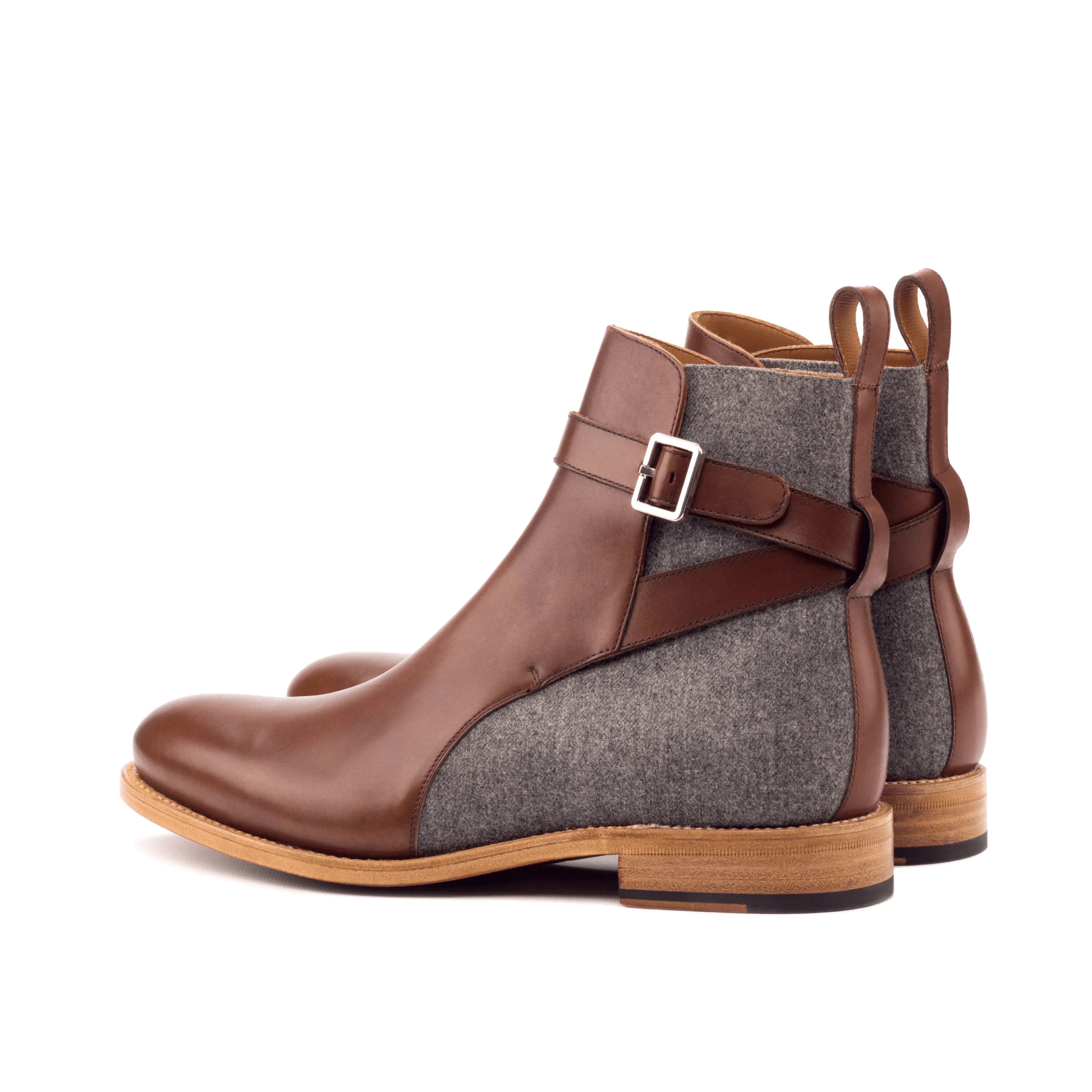 Brown leather and gray tweed Chuck Jodhpur Boots II ankle boots
