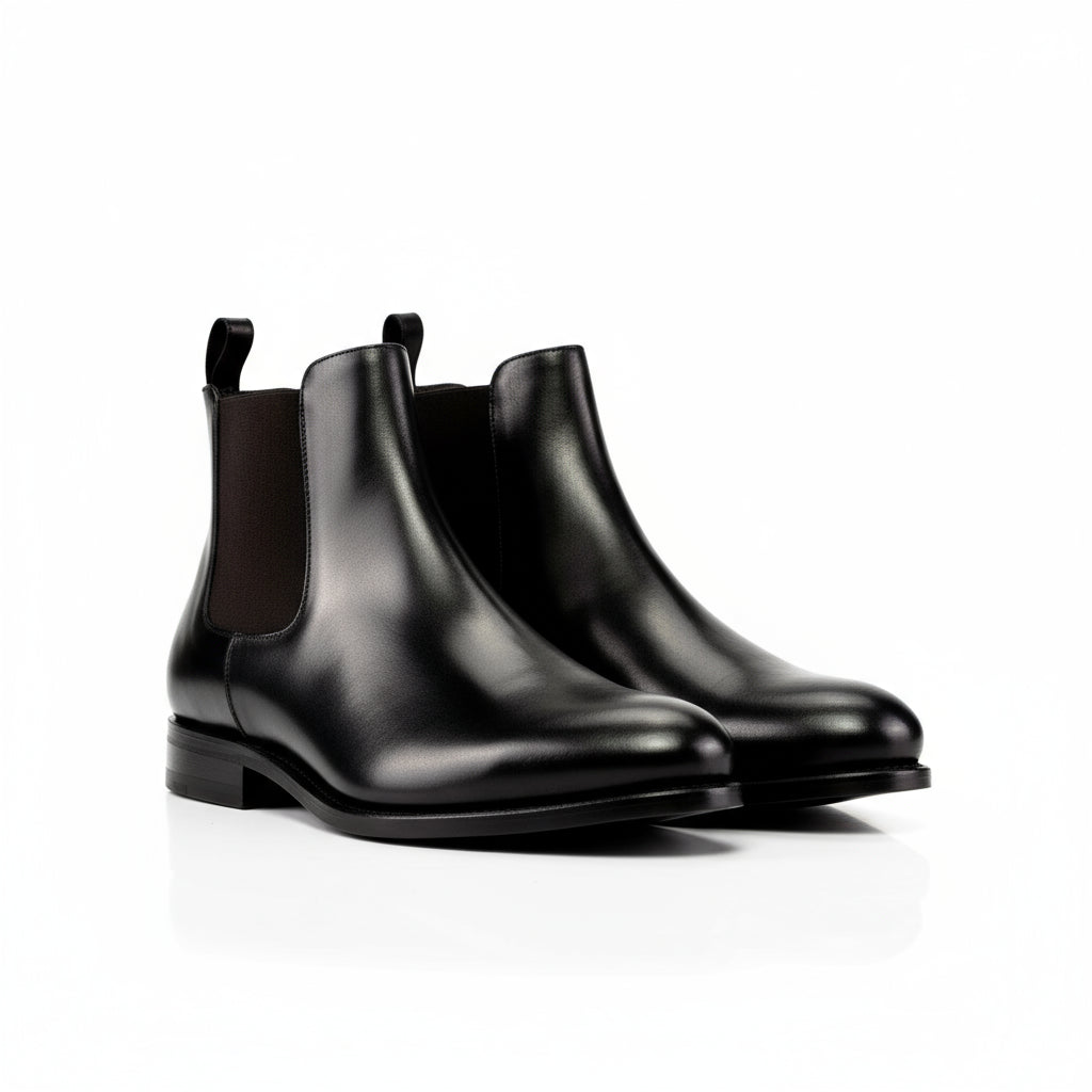 Pair of black box calf Ciro Chelsea Boots with rounded toe
