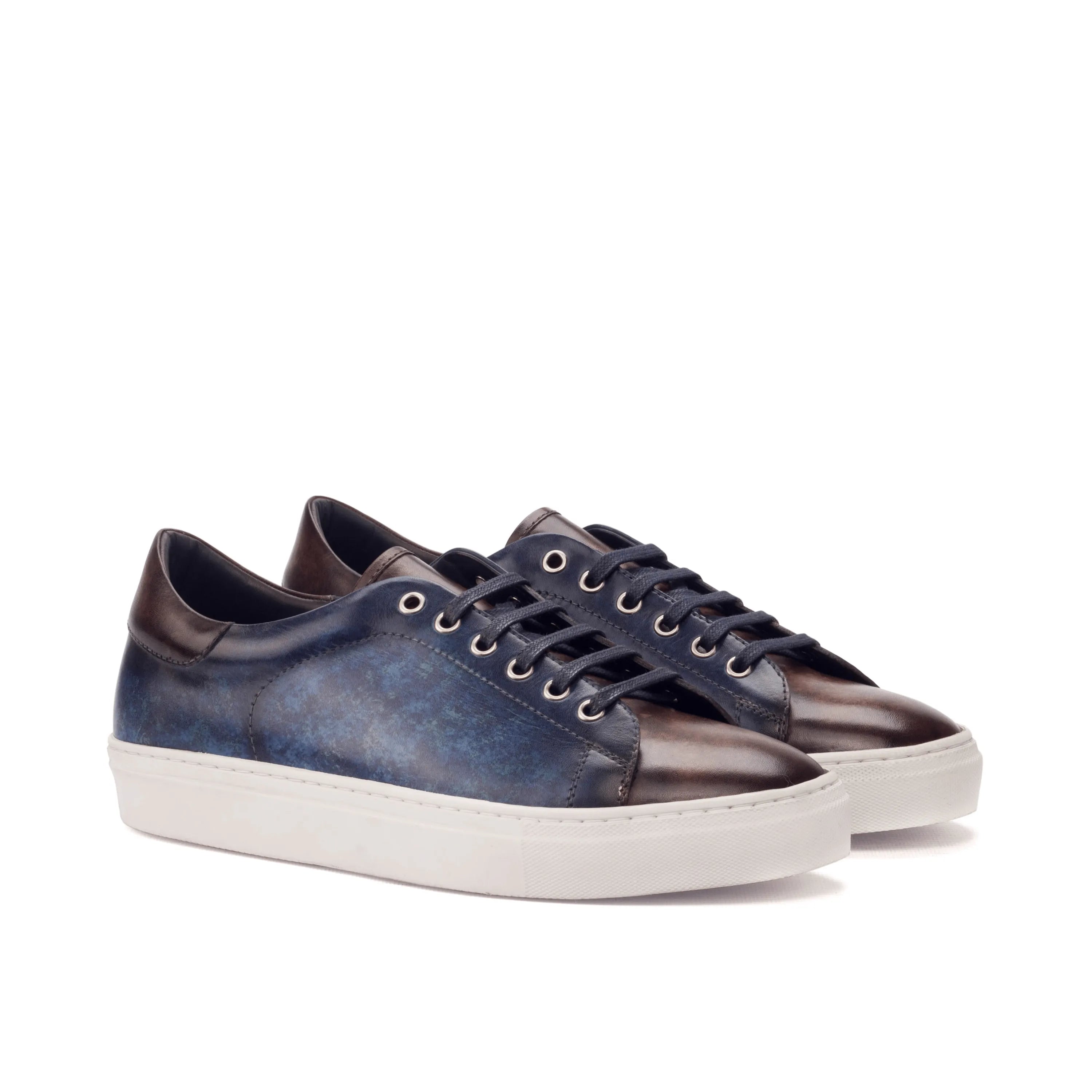 Cyprian trainer patina sneaker with two-tone leather and white soles
