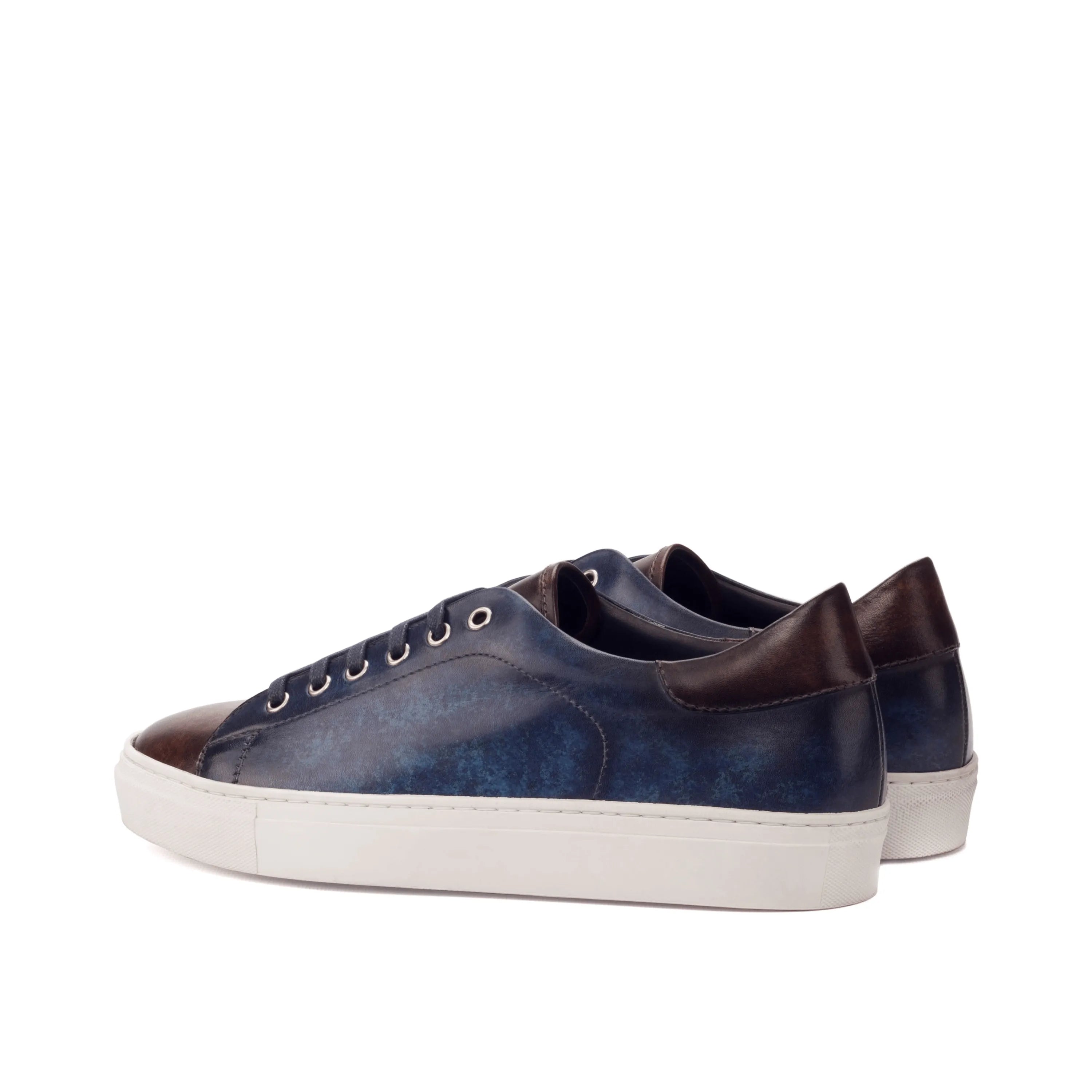 Cyprian trainer patina sneakers II in blue and brown leather