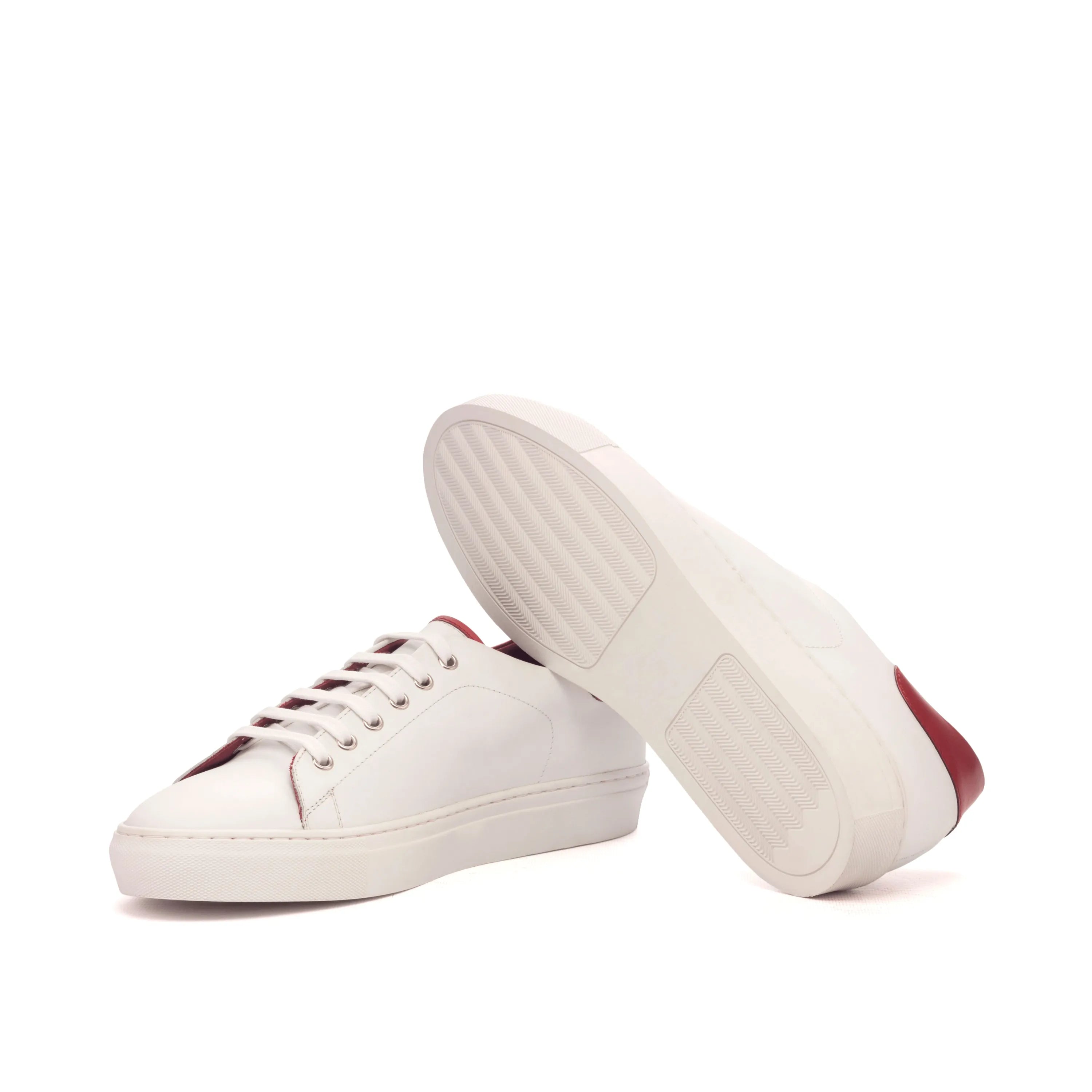 White Cyril Trainer Sneaker with red accents on leather