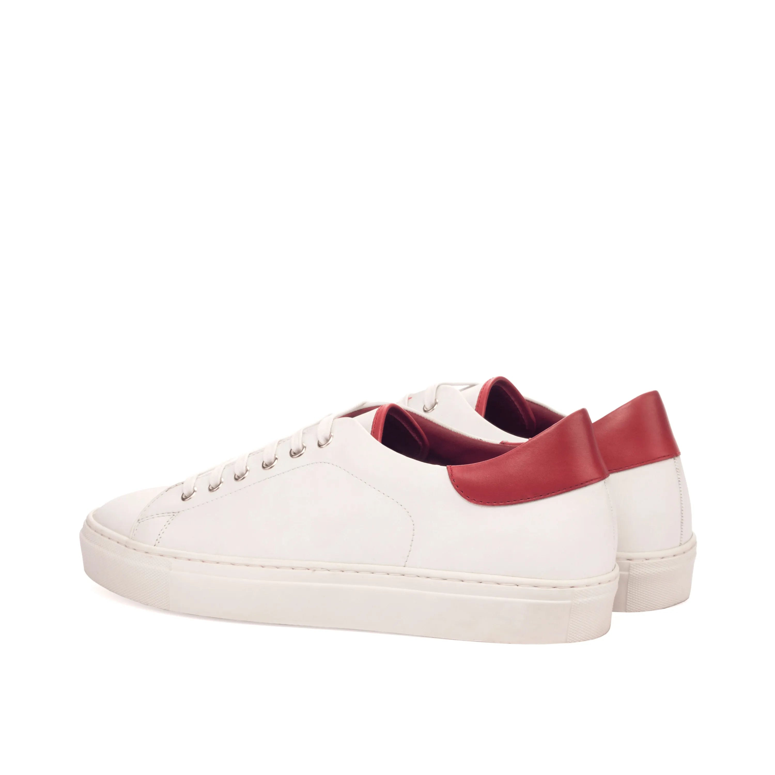 White Cyril Trainer Sneaker with red accents on leather