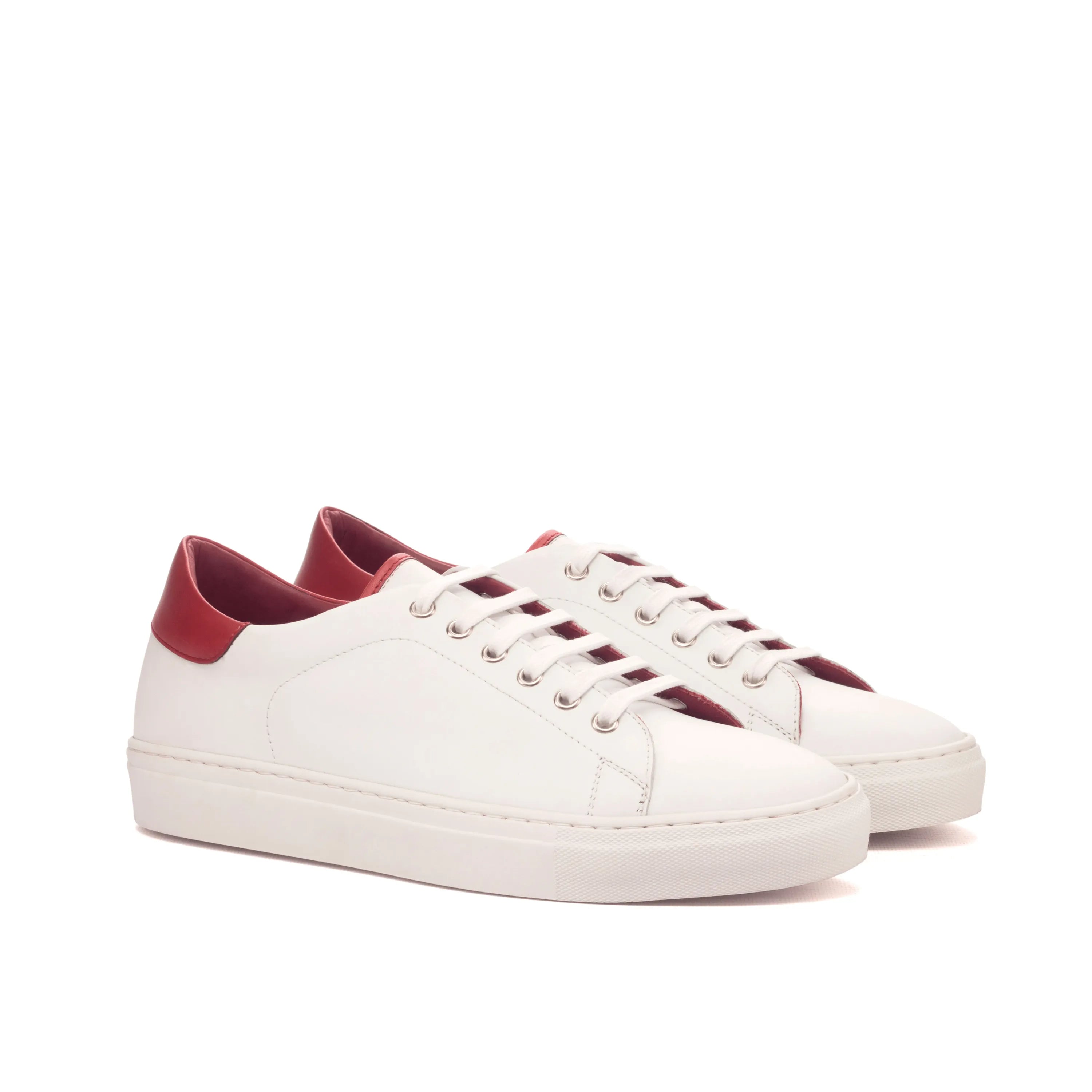 White Cyril Trainer Sneaker with red accents on leather
