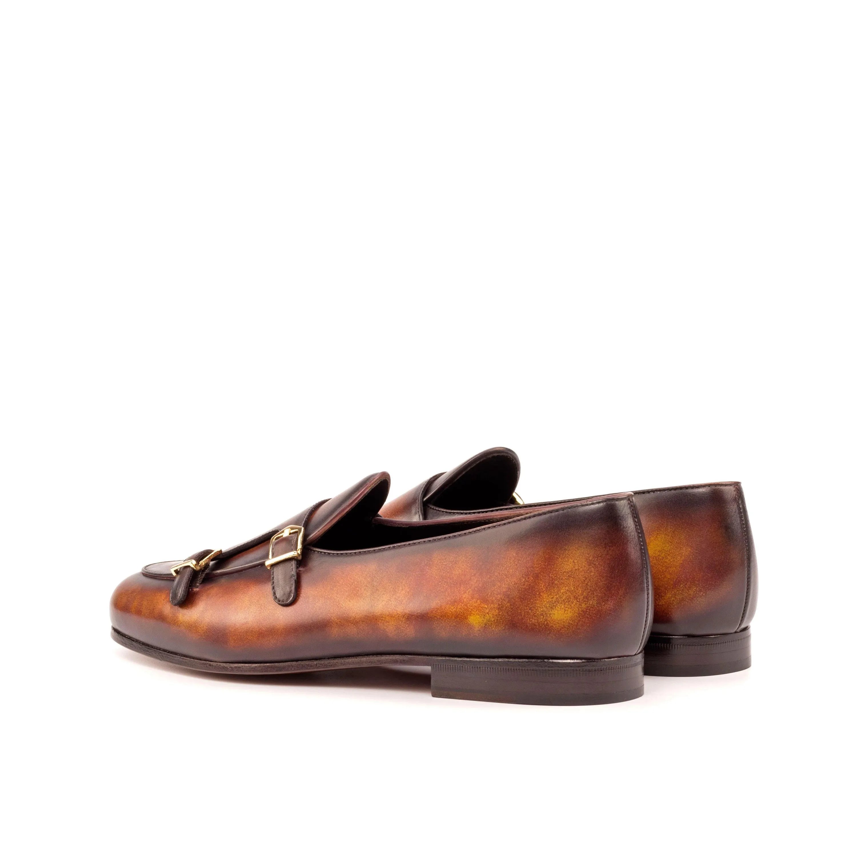 Dan Belgian Patina monk slipper brown leather back view