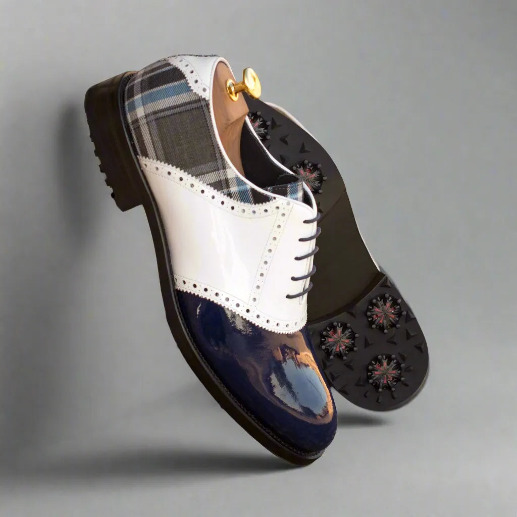 Tricolored Darius saddle golf shoes II in calf leather