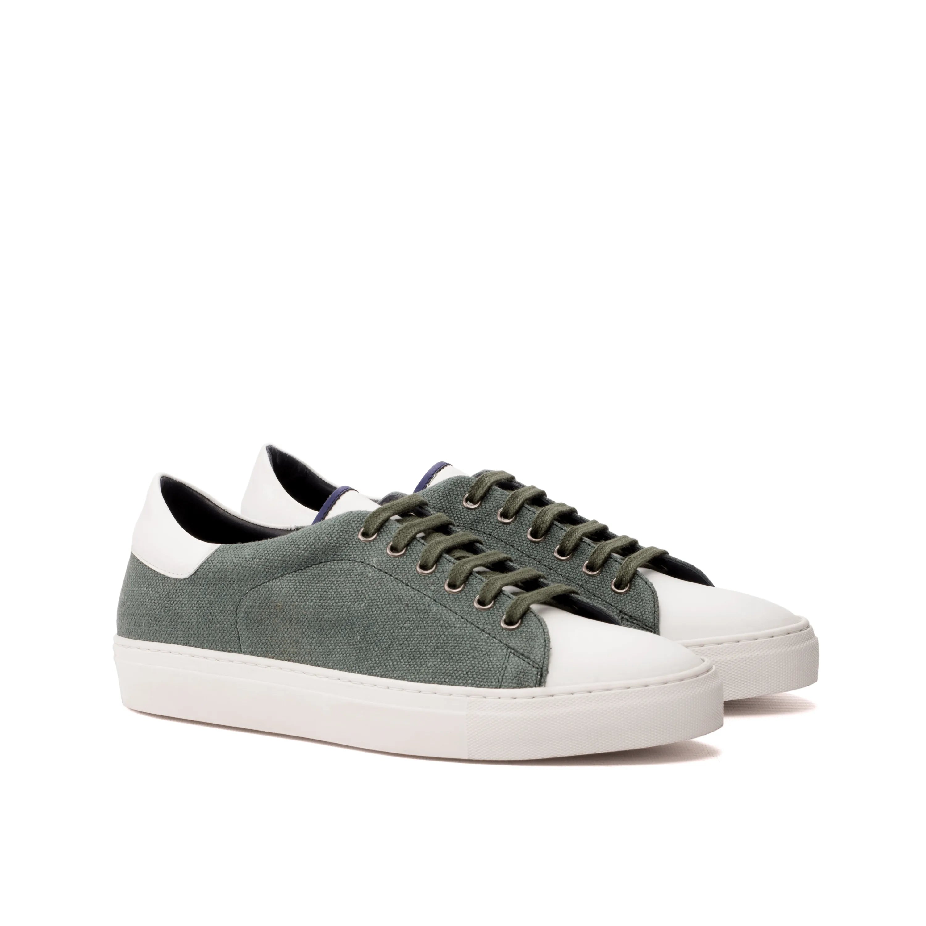 Olive green canvas Davit Trainer Sneaker II cupsole trainer back view