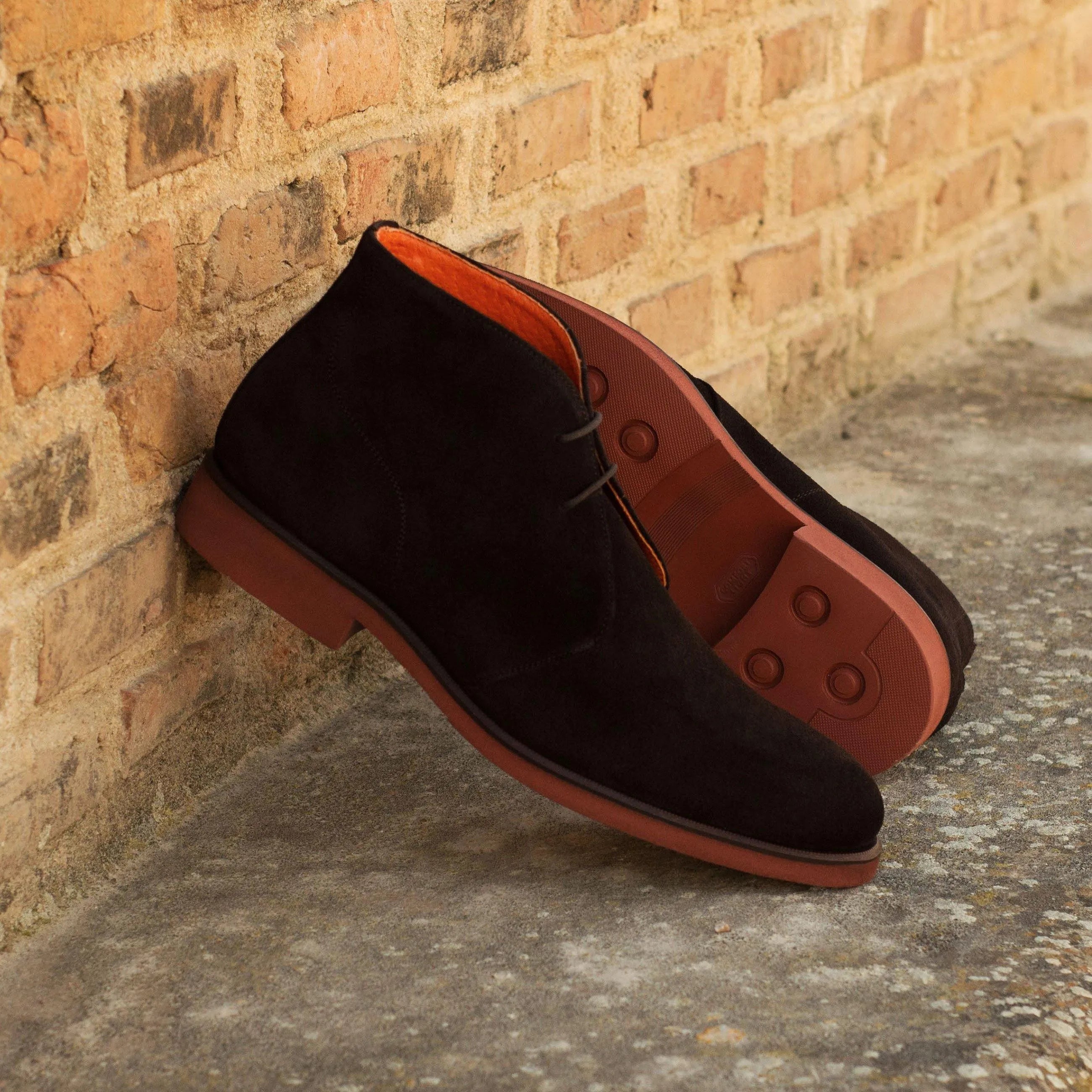 Black Demothi Chukka Boots II in suede, back view