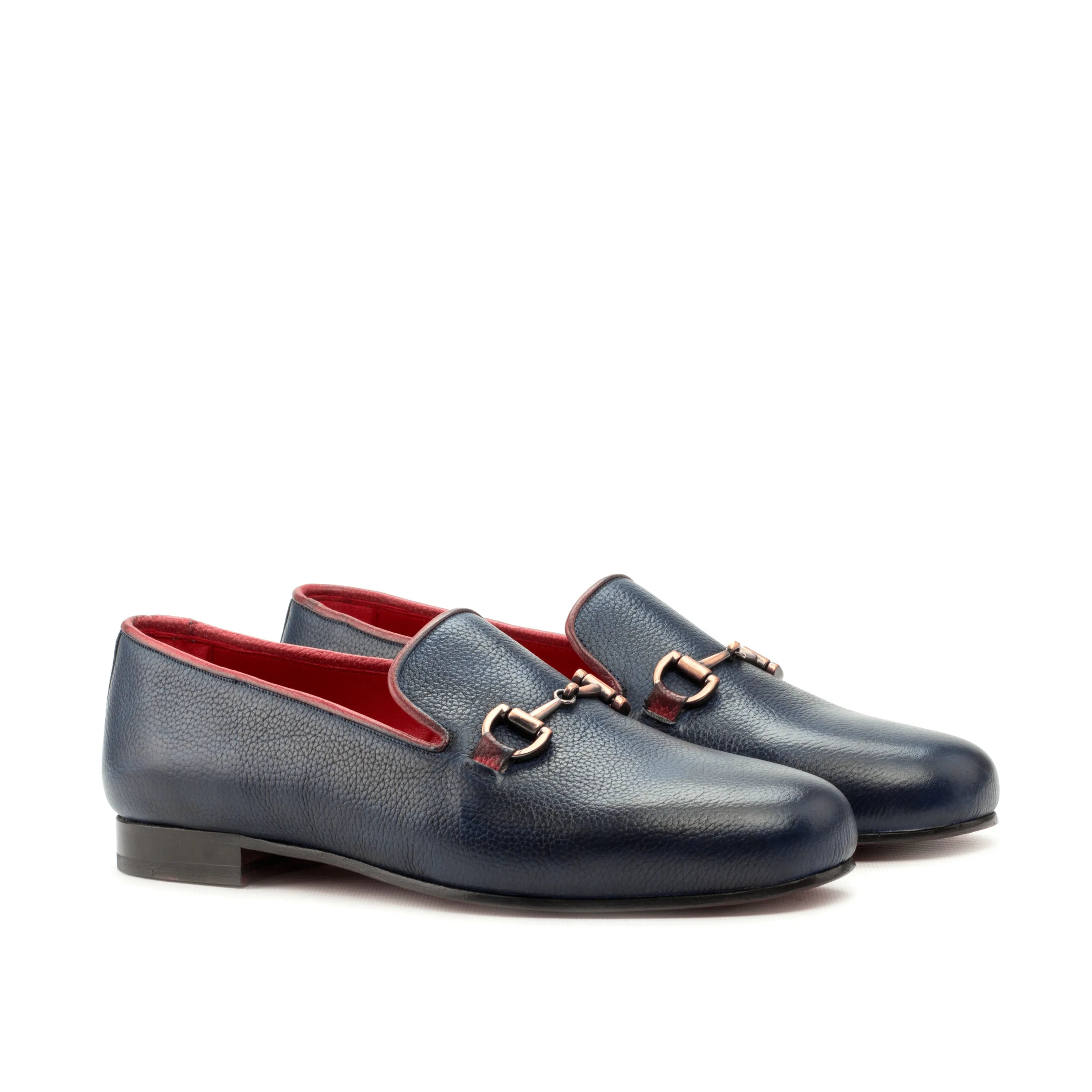 Pair of blue leather Dios Wellington Slipon loafers