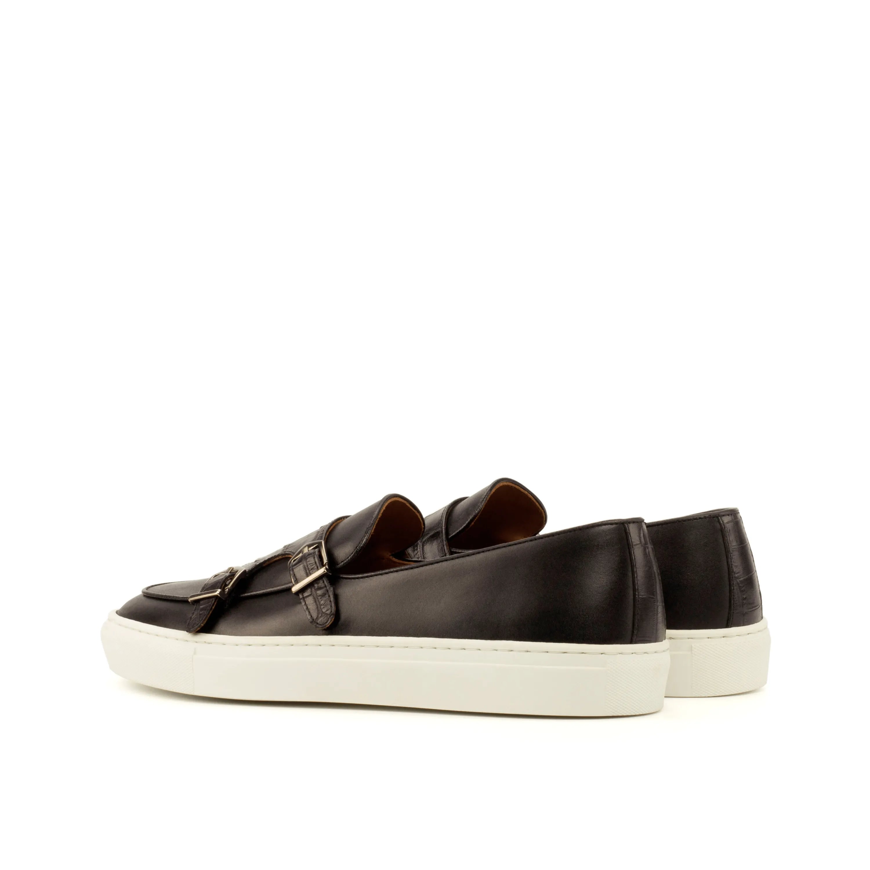 Black leather Don monk sneaker II monk strap sneakers