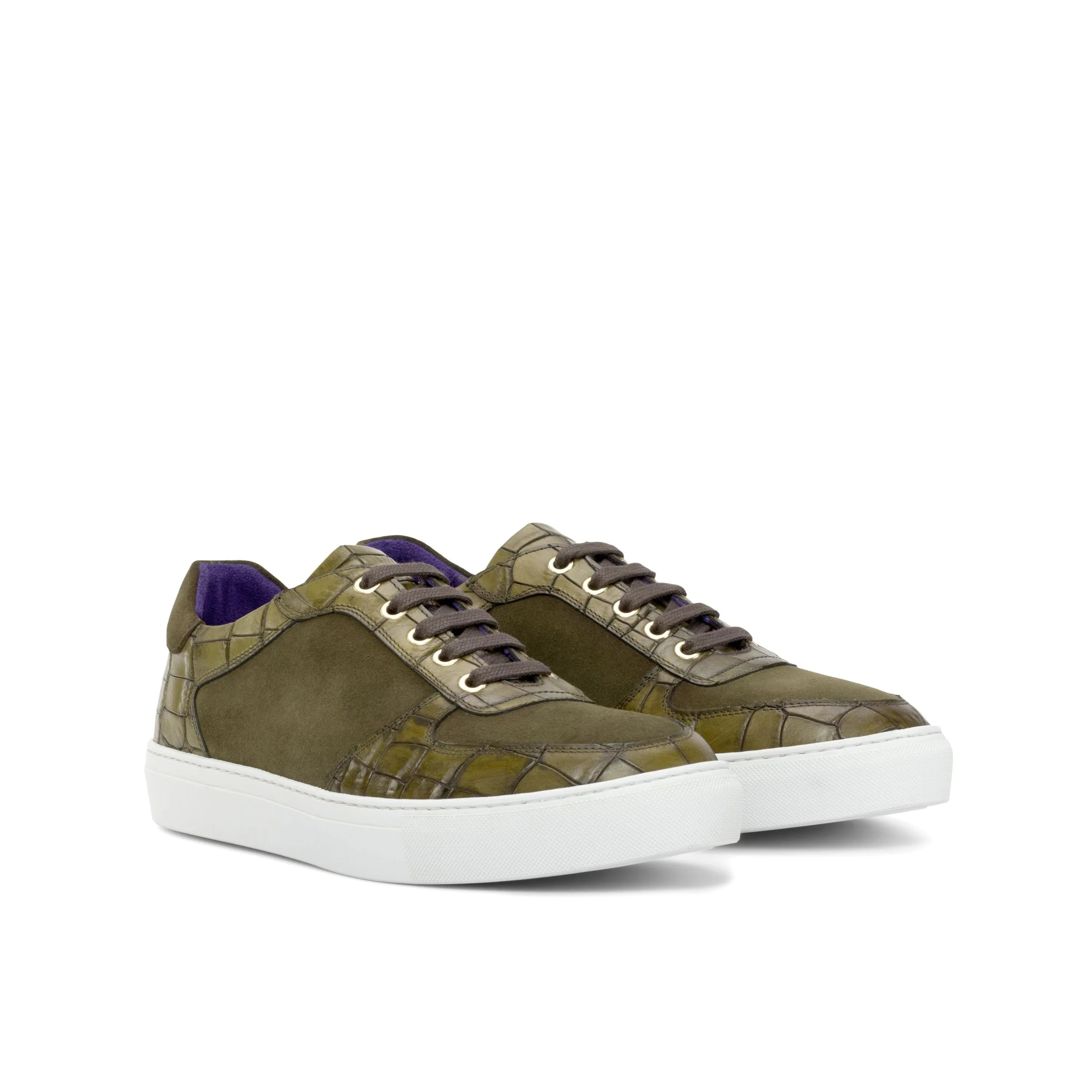 Dreamz low olive green leather trainer sneakers for men