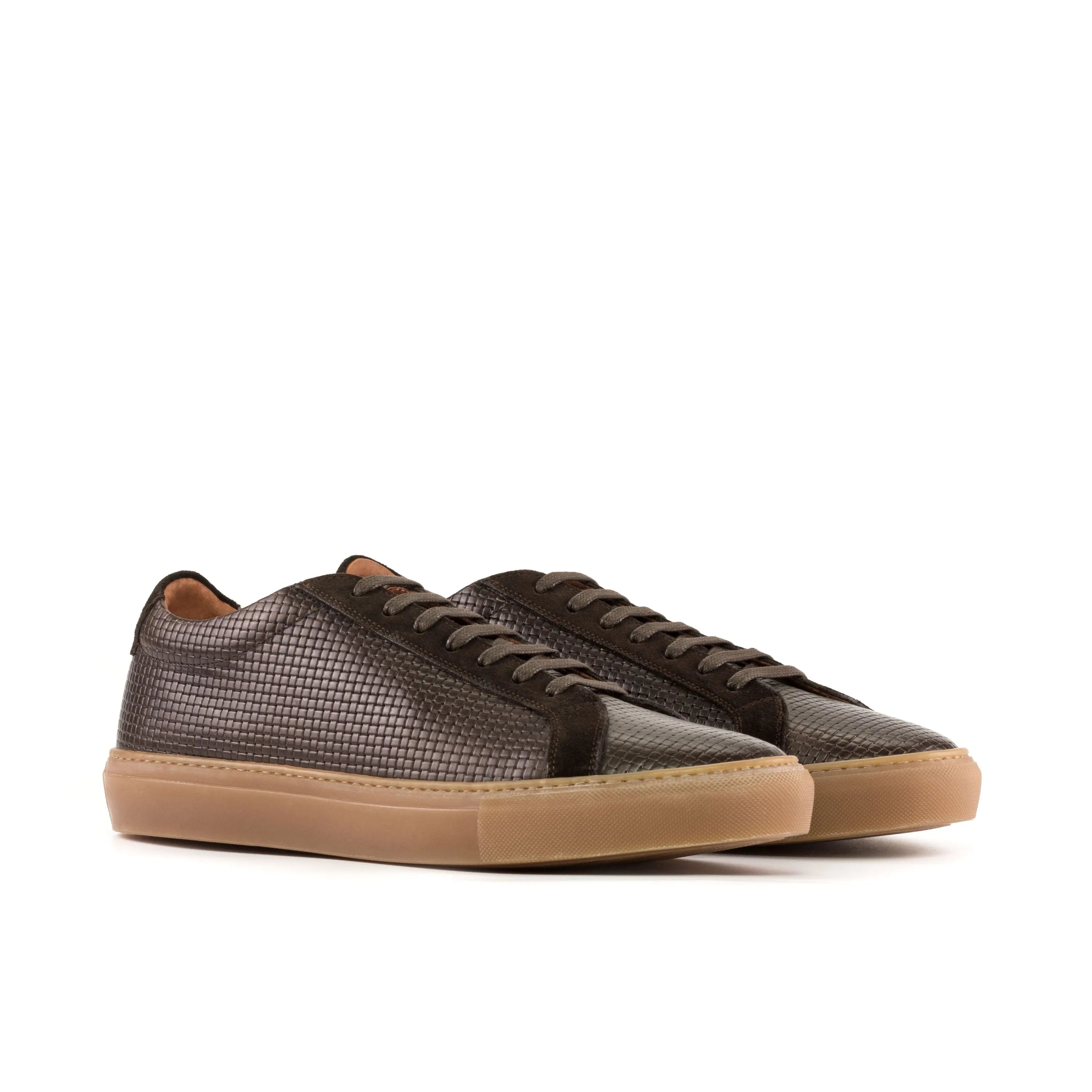 Dark brown DuranDruan low kick sneakers in woven leather