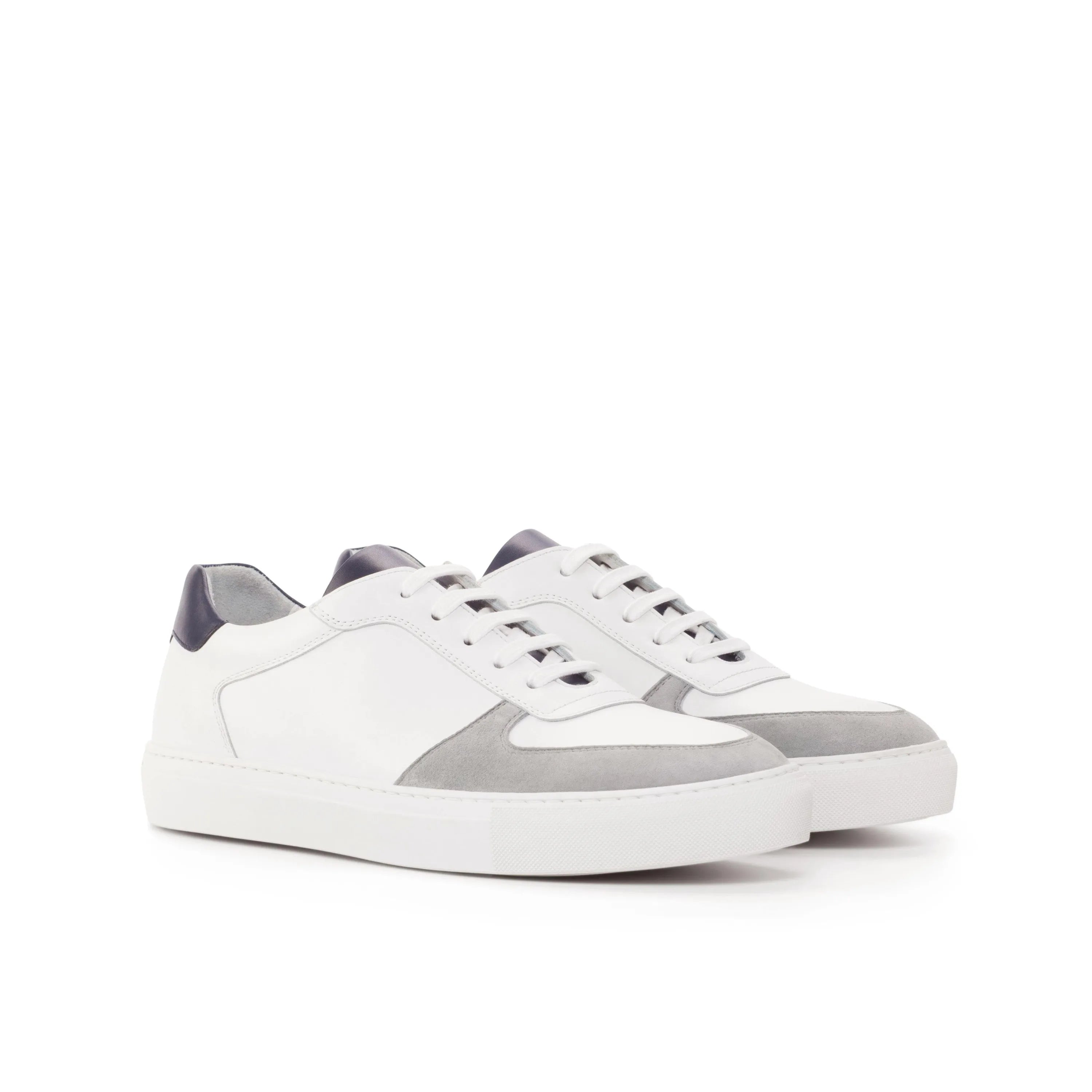 DW15 low top sneaker II in white and gray box calf leather