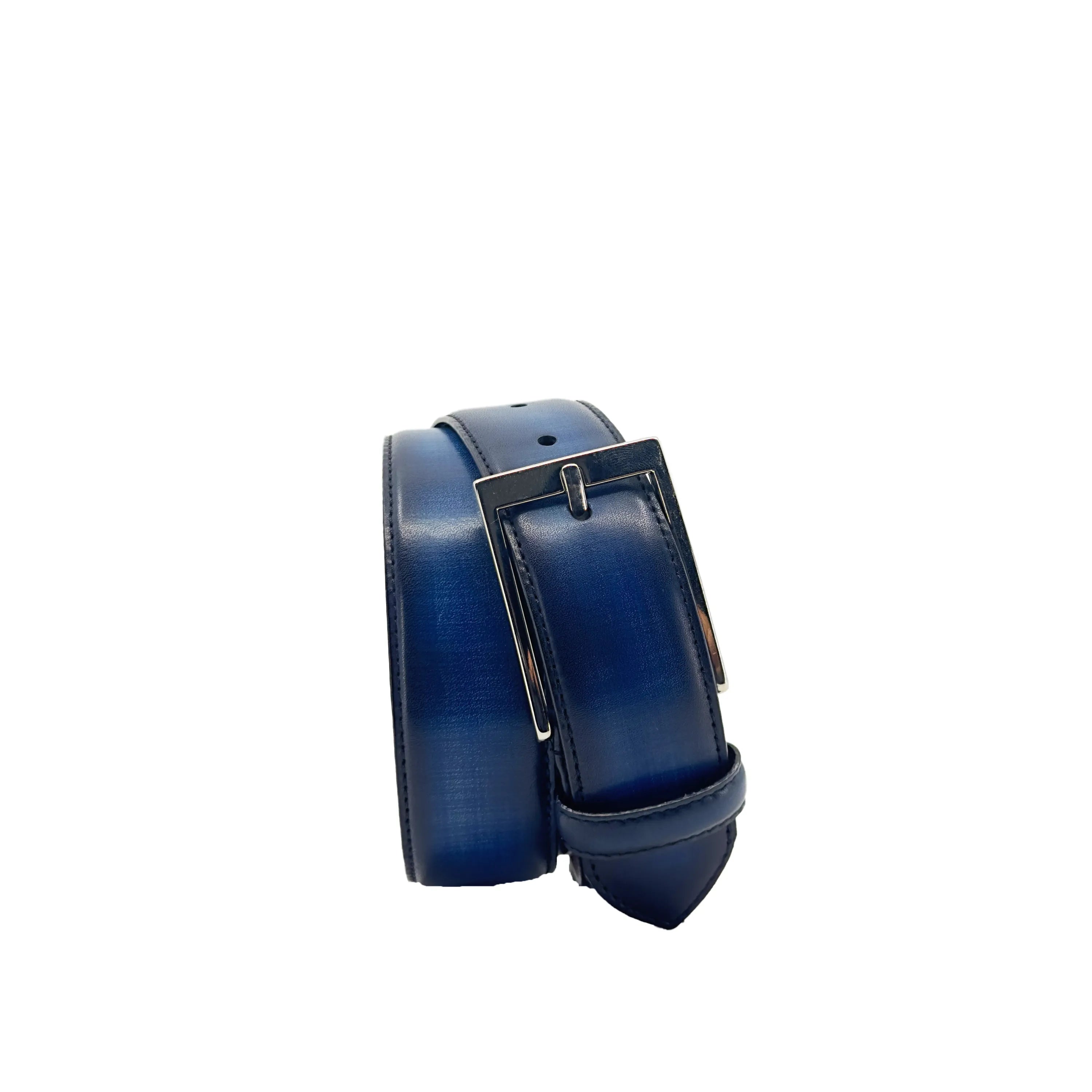 Dyno Patina Hamptons blue leather belt with silver buckle