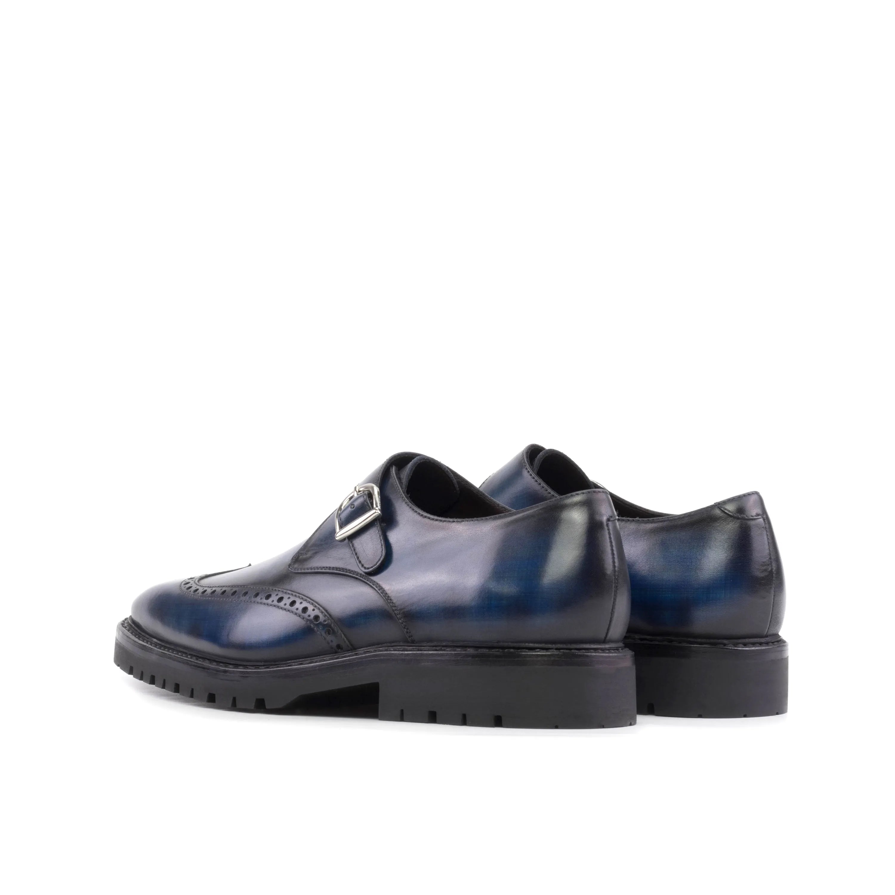 Dyno Patina Single Monk blue leather shoes back view