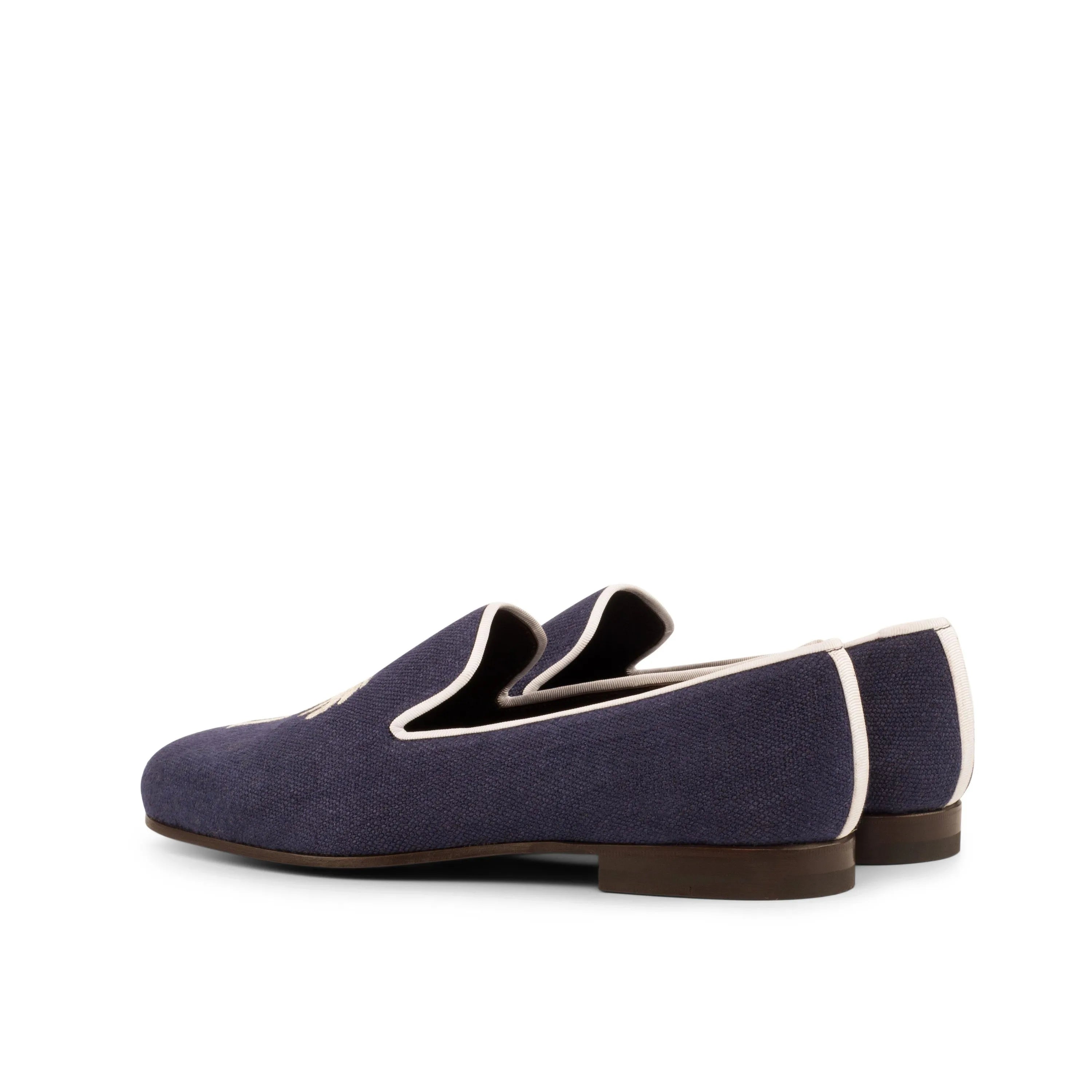 Eagle Wellington Slip navy blue slip-on loafers with leather sole