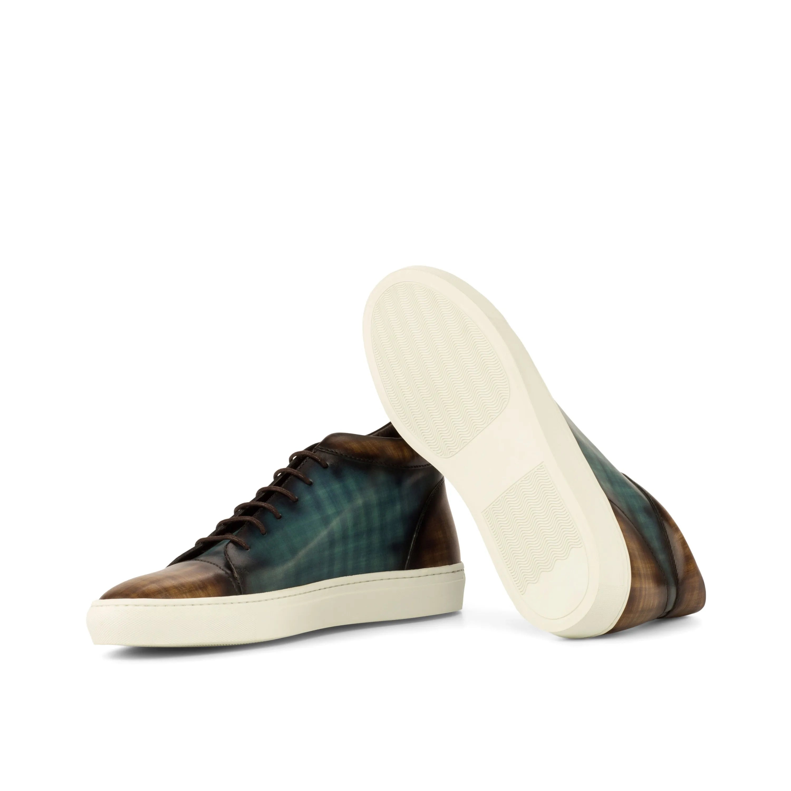 Elano Patina high top sneakers in brown and green