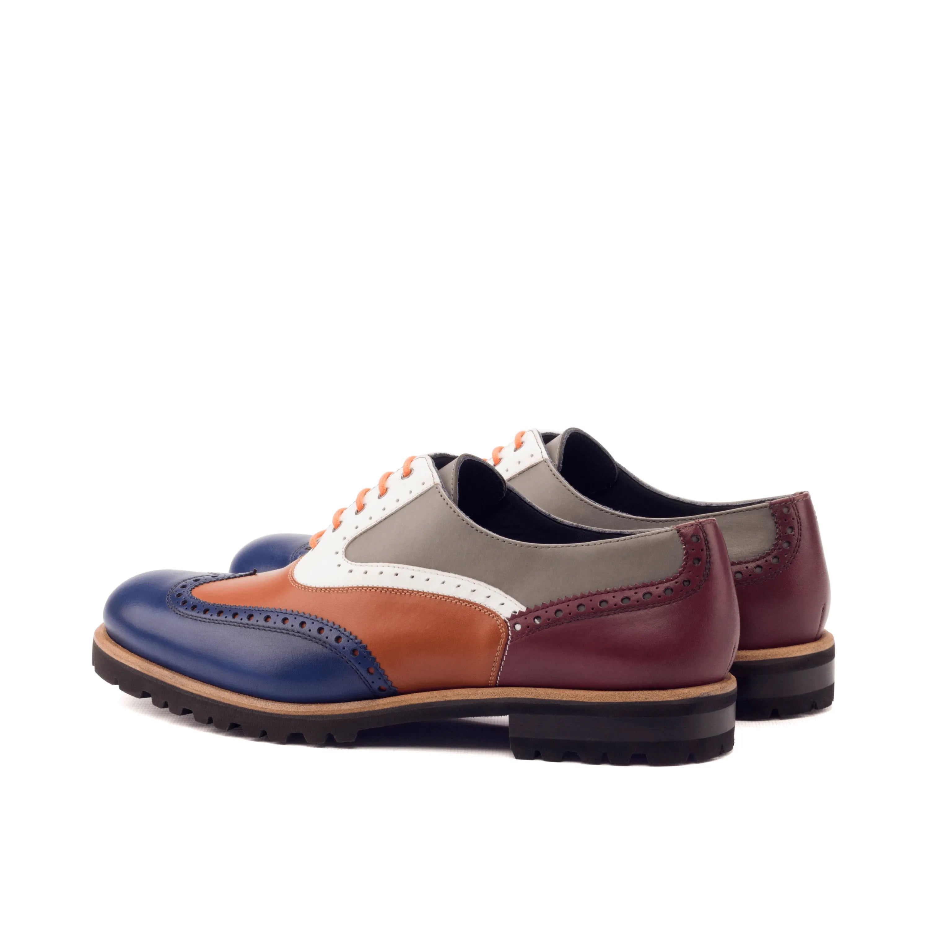 Eleanor unisex full brogue shoes in colorful painted calf leather wingtip