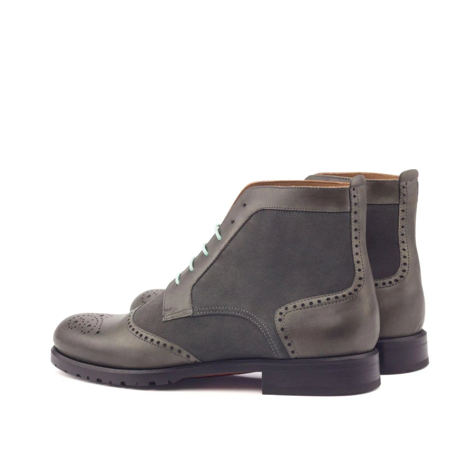 Elizabeth womens brogue boots II in gray leather wingtip design
