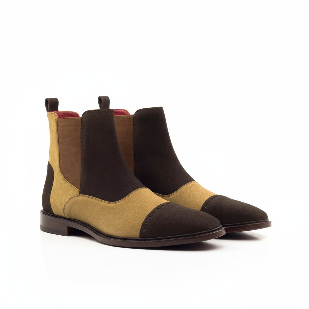 Emperor Chelsea suede boot two-tone leather back view