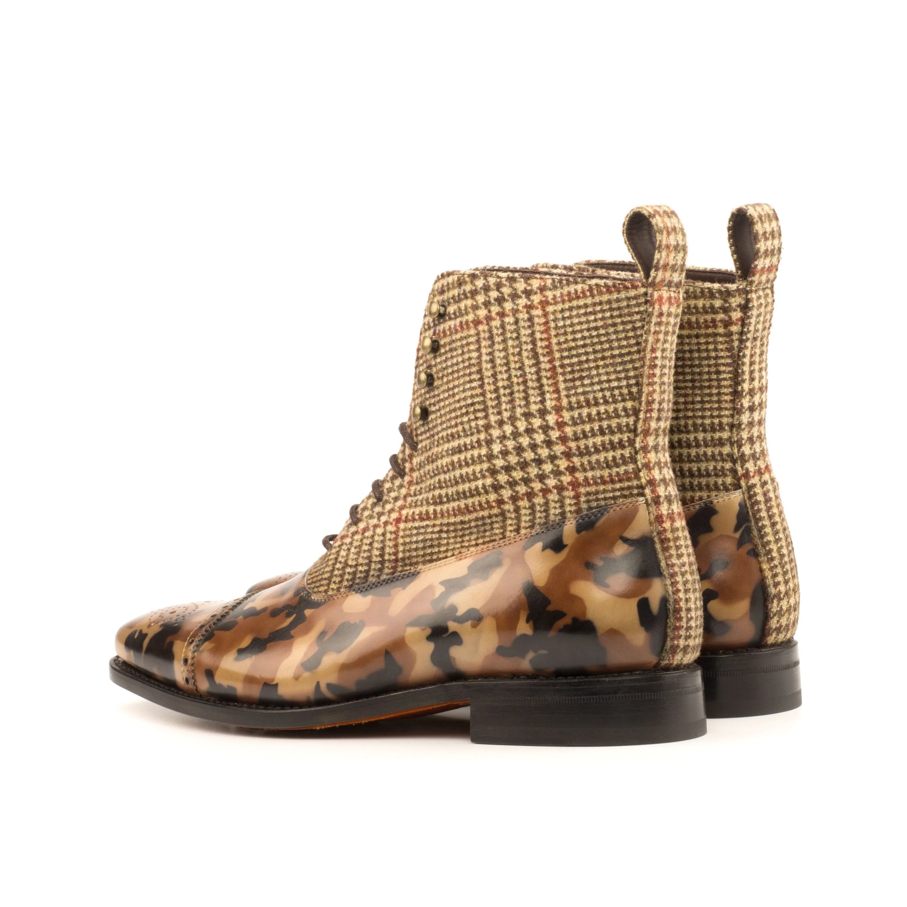 Enapay Balmoral Patina Boots with patterned leather detail