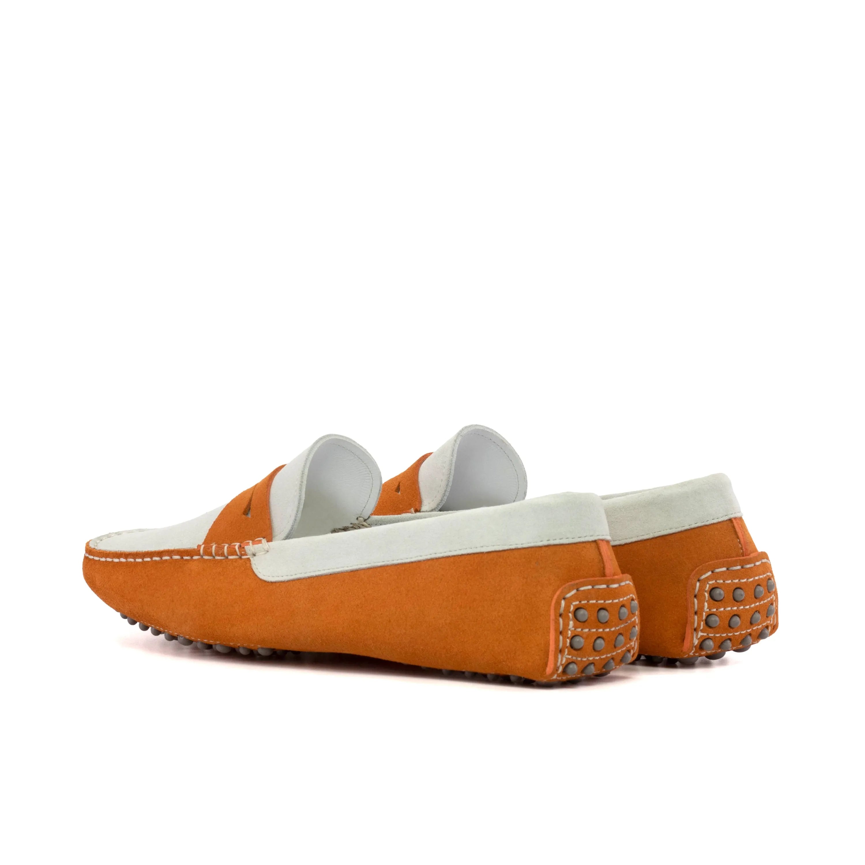 Fadalzo Driver orange and white luxury bespoke driving shoes for men
