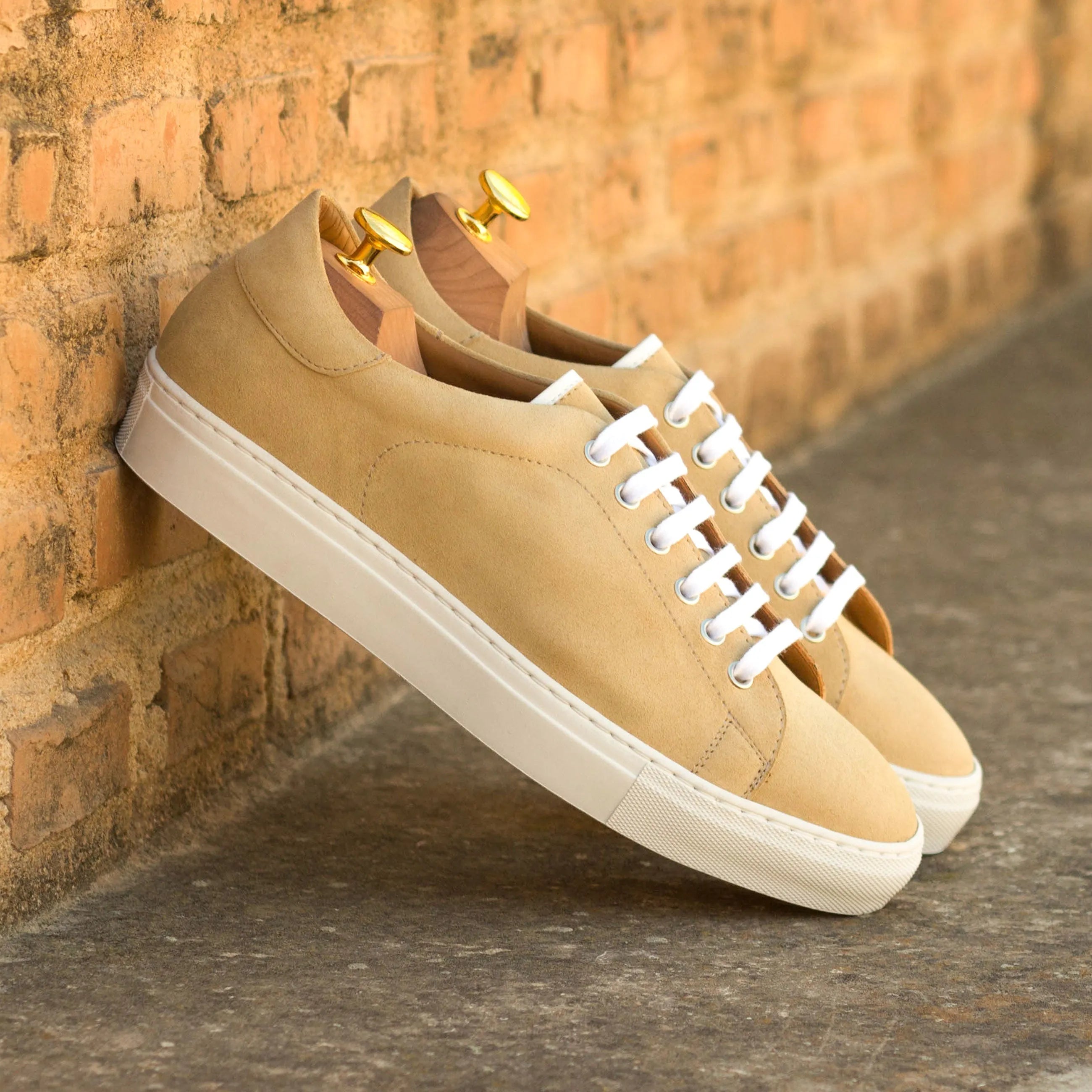 Tan leather Fan Trainer Sneakers II with white soles