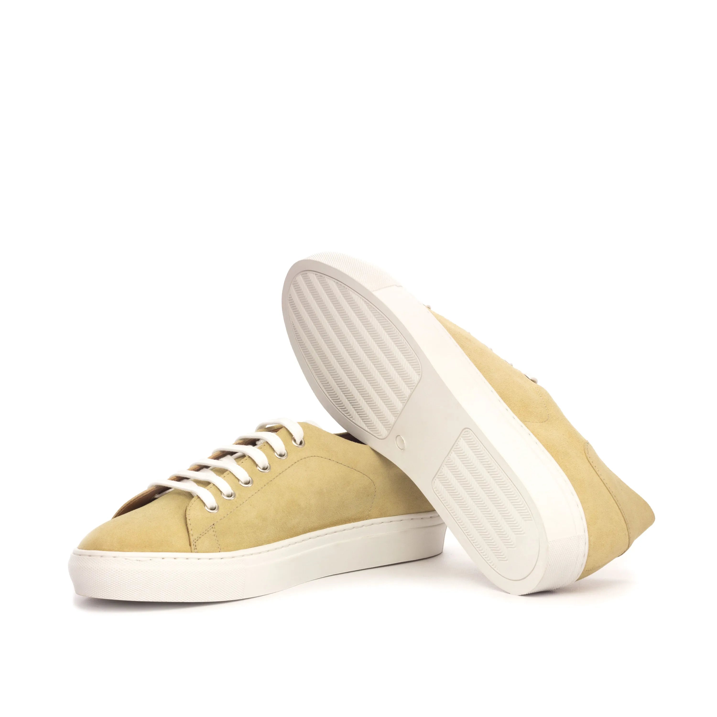 Tan suede Fan Trainer Sneakers II with white soles