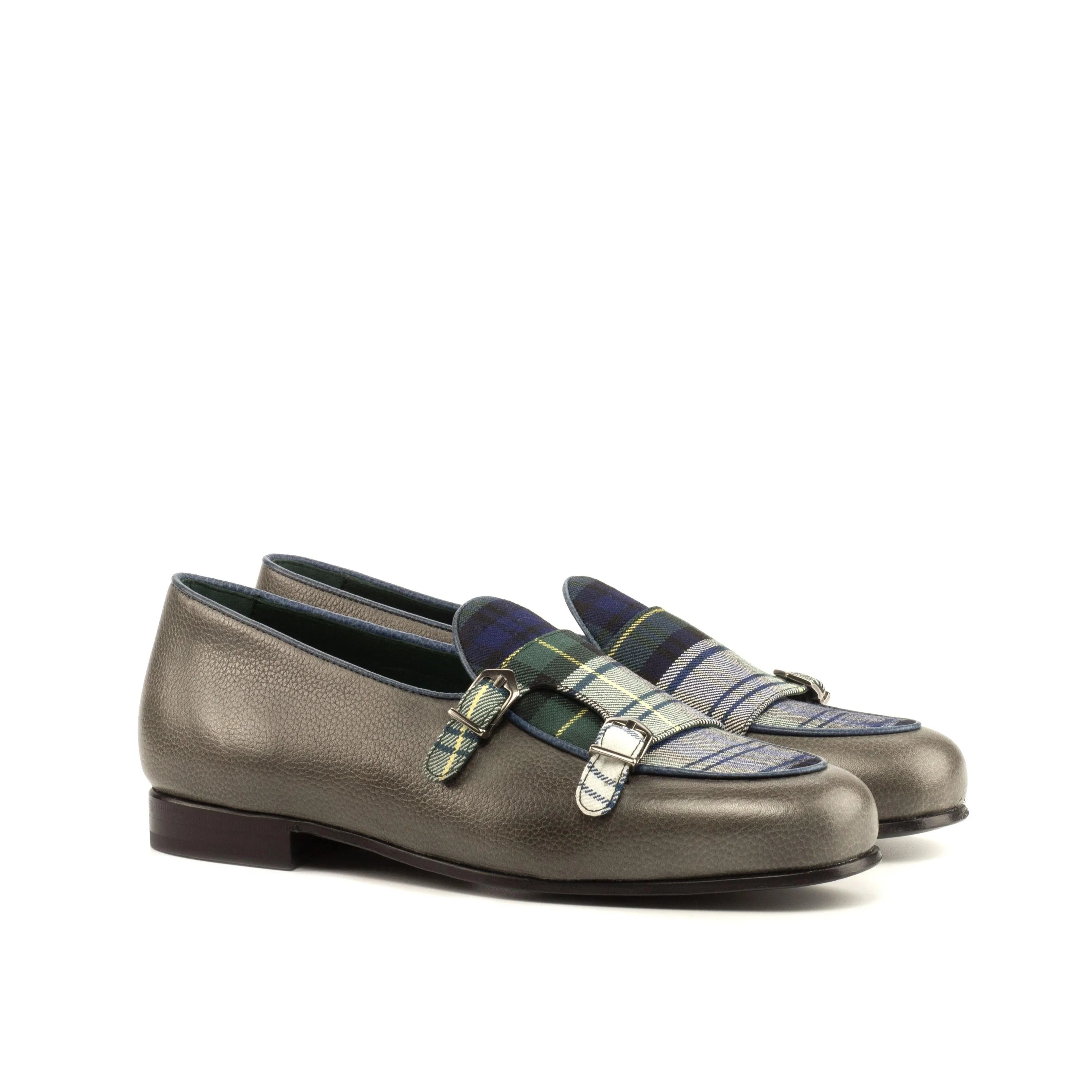 Gray leather Forest Monk Slipper II monk strap loafers