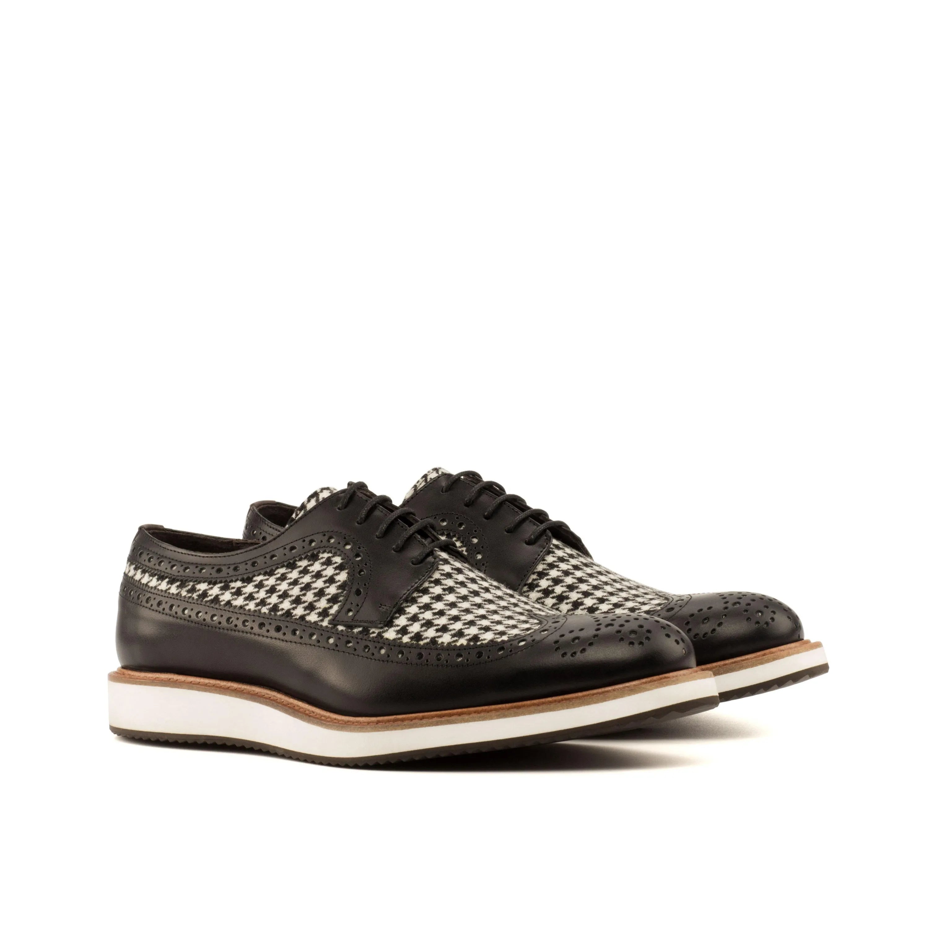 Franko Longwing Blucher II black and white houndstooth dress shoes