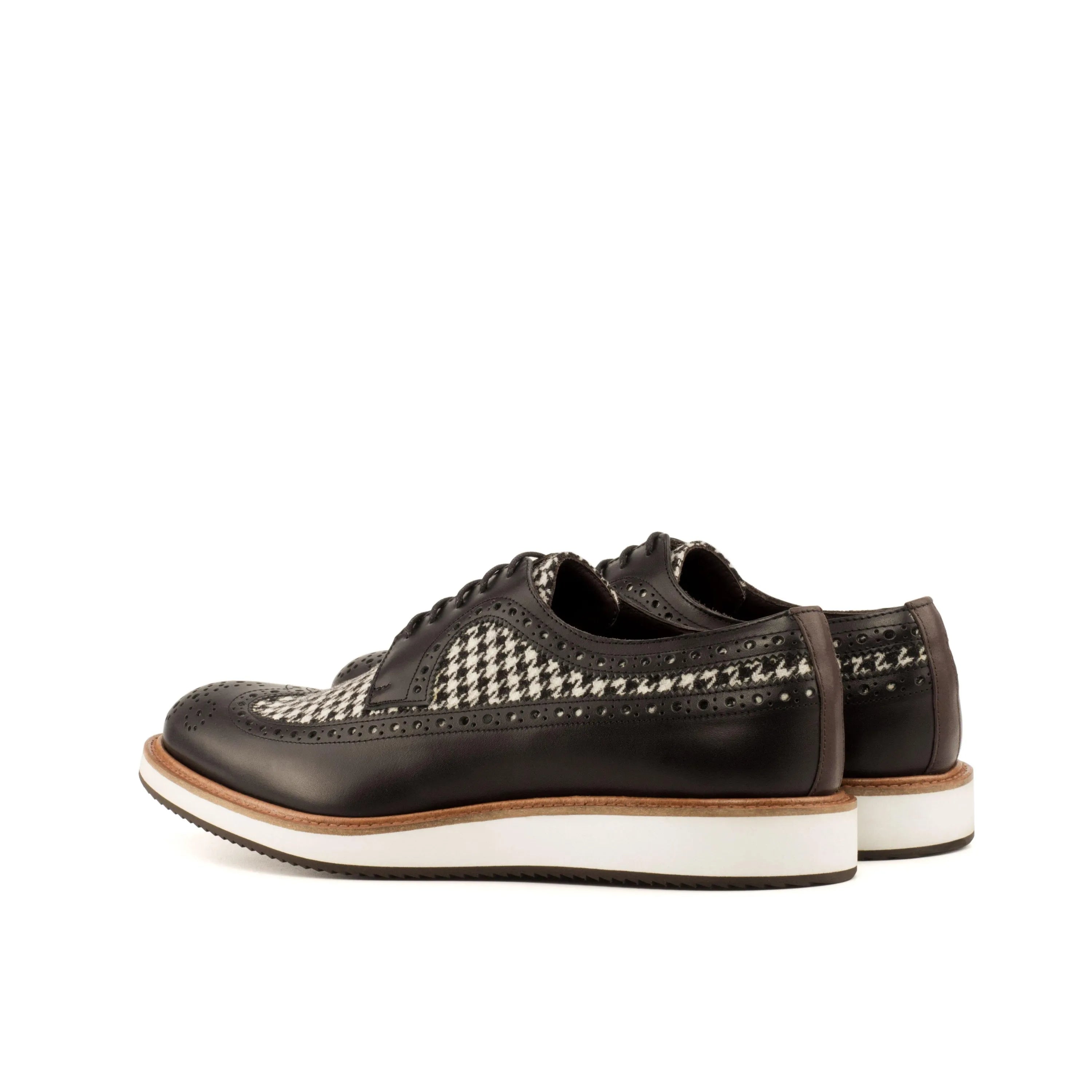 Franko Longwing Blucher II black and white houndstooth wingtip shoes