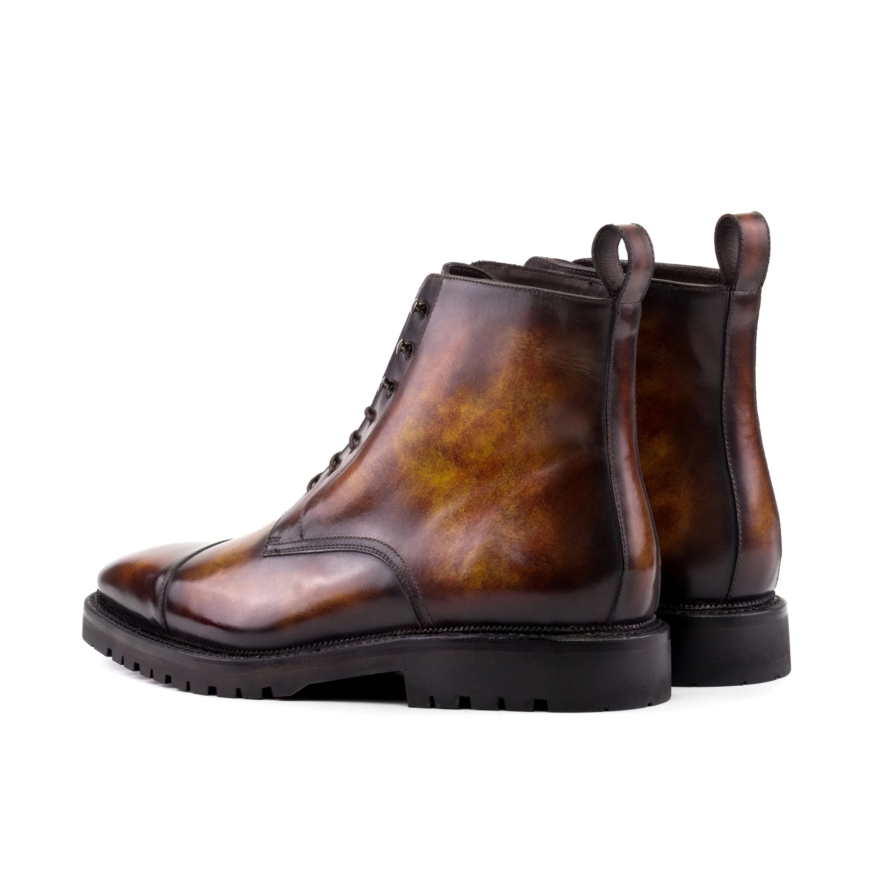 Frankoz Patina Jumper brown leather lace-up boots
