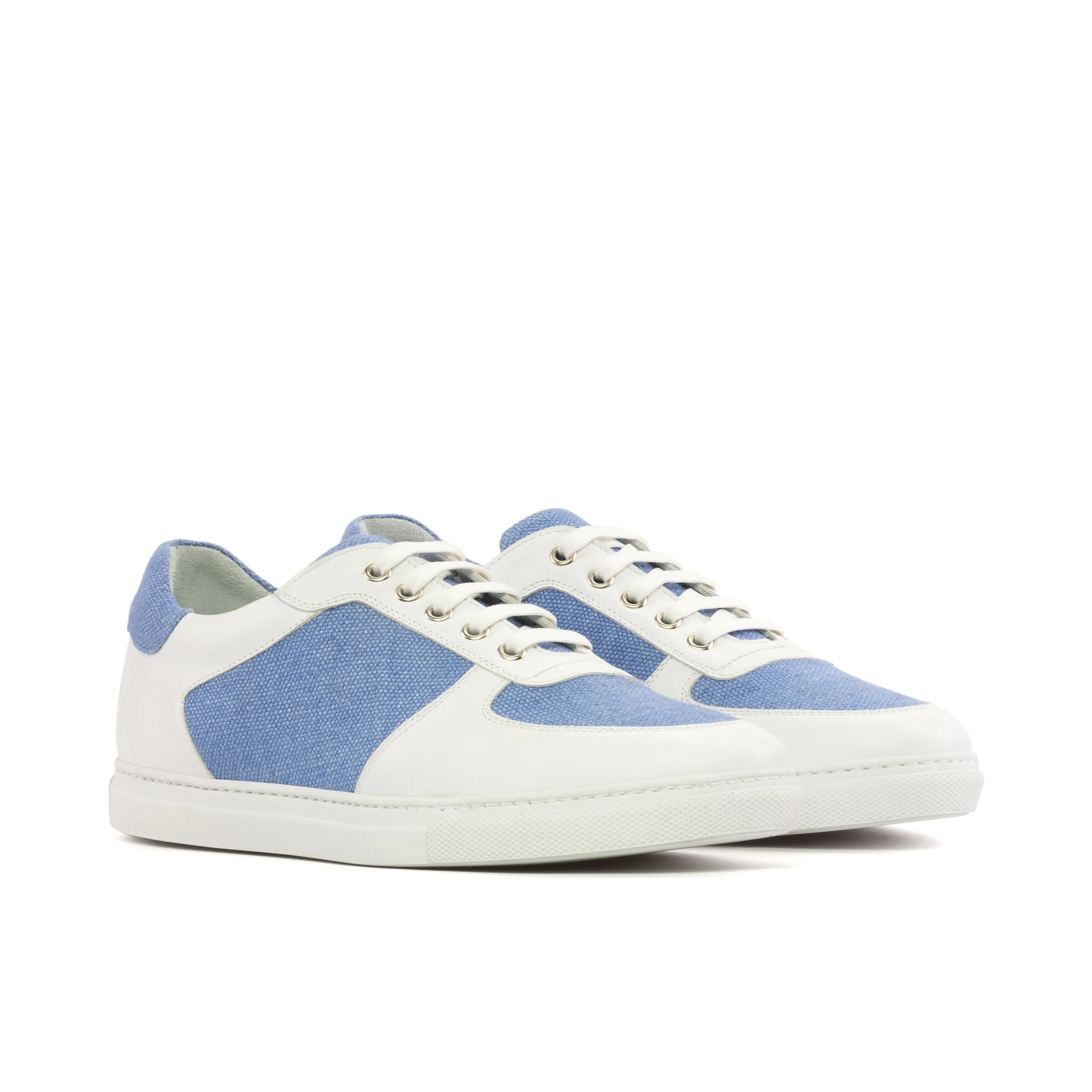 G49 low top sneaker II in blue linen and white nappa leather