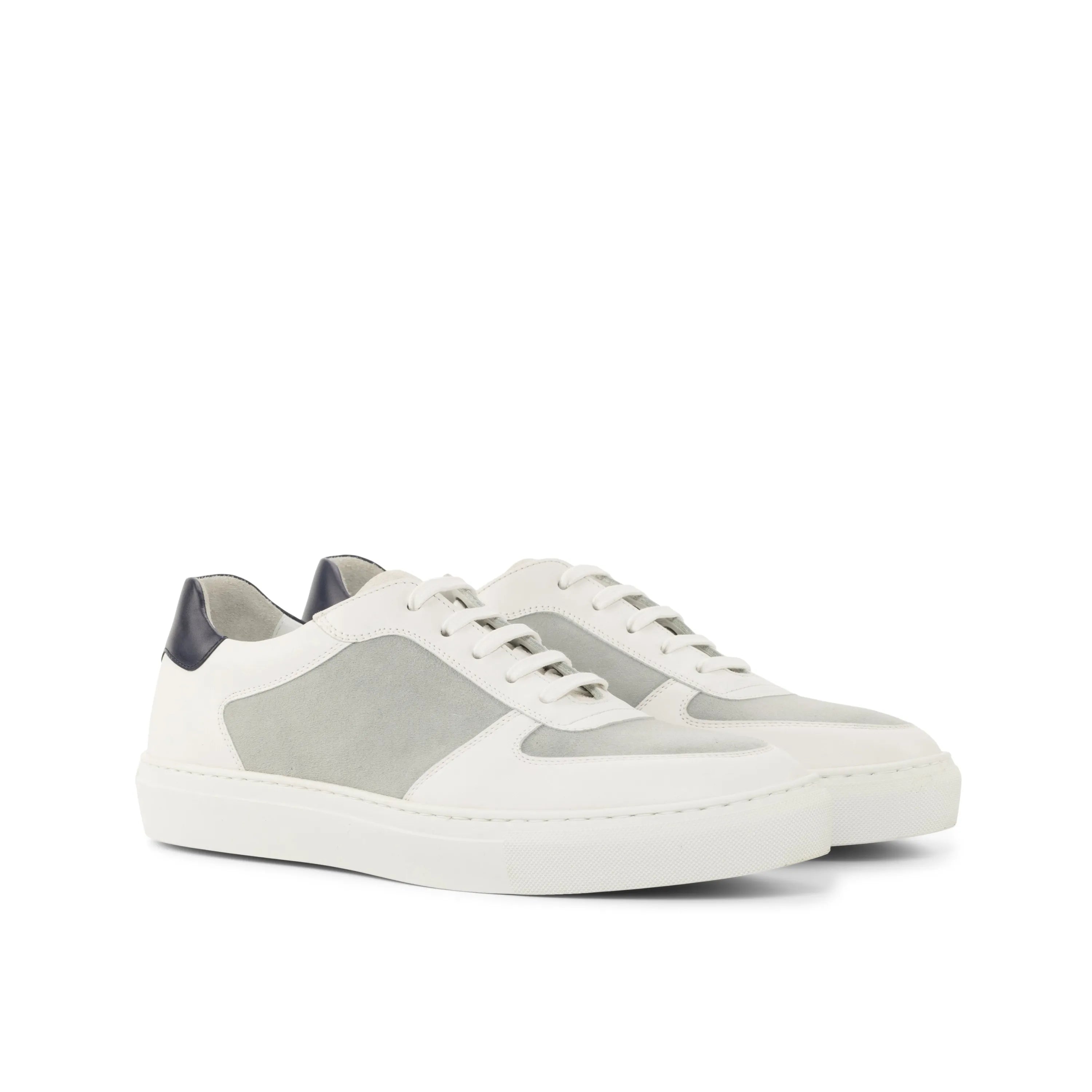 Galaxie low trainer sneaker in white and gray leather