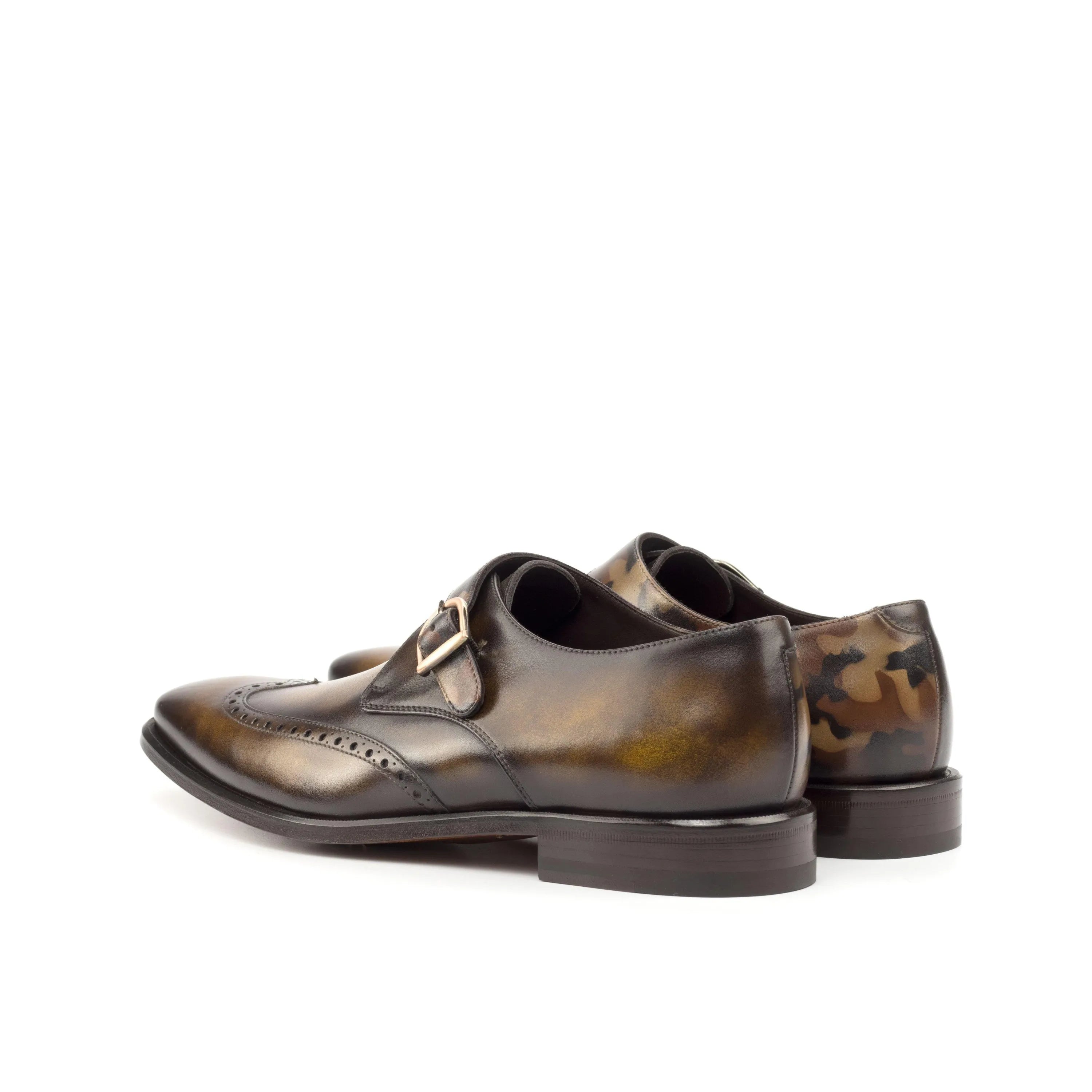 Galethio single monk patina olive green monk strap shoes