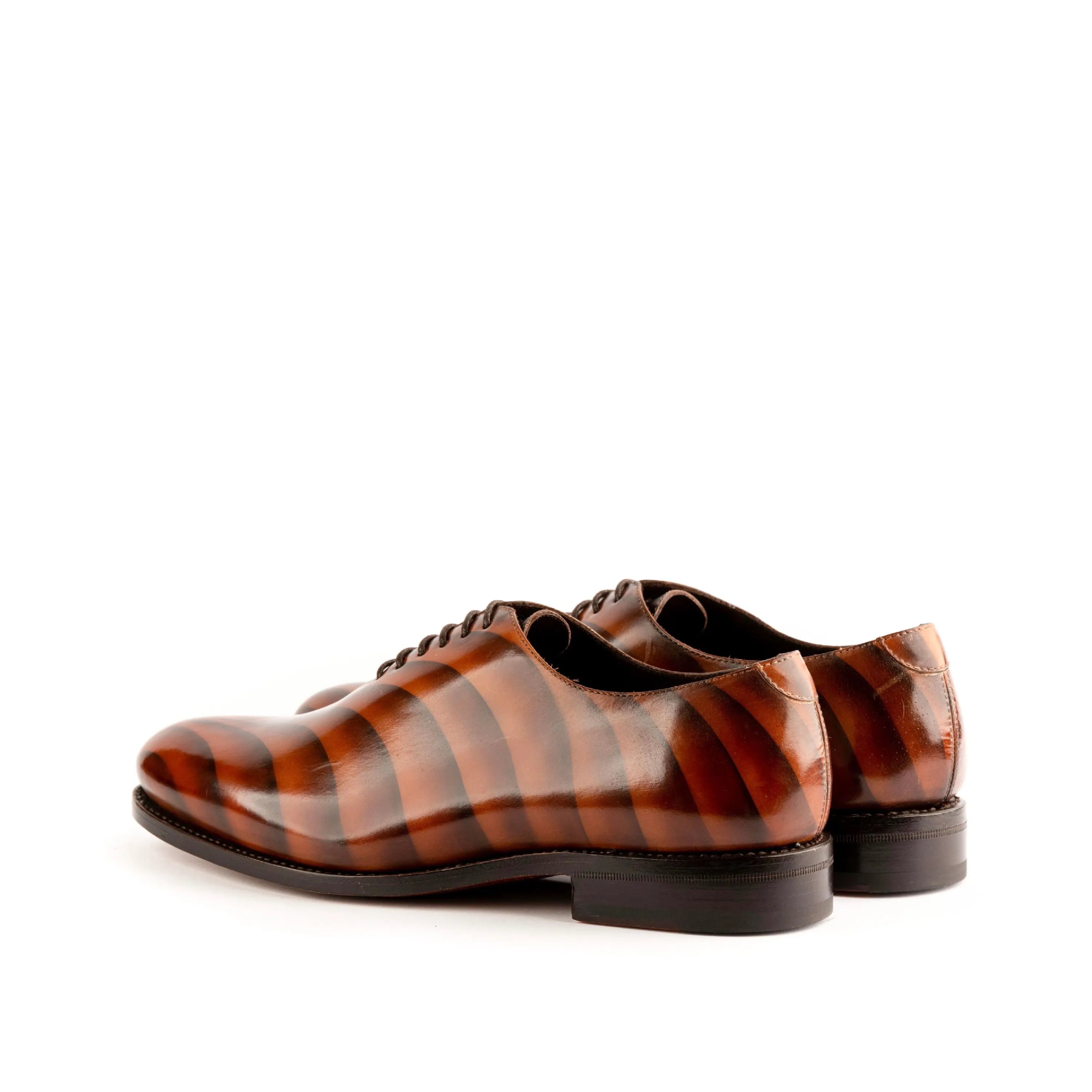 Galvarino Patina Wholecut II striped brown leather dress shoes