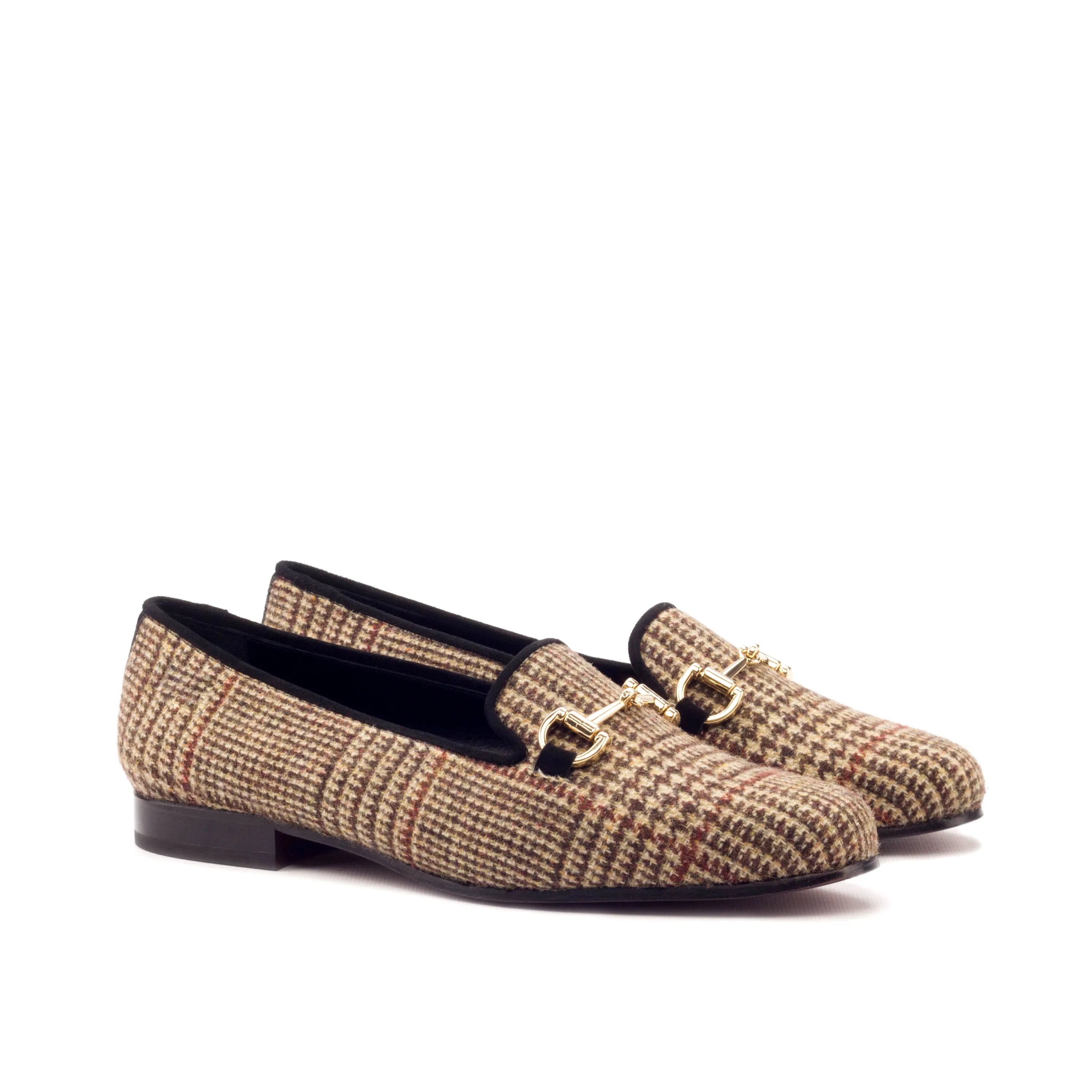 Georgia Rose ladies rose ladies slipon tweed loafers with gold hardware
