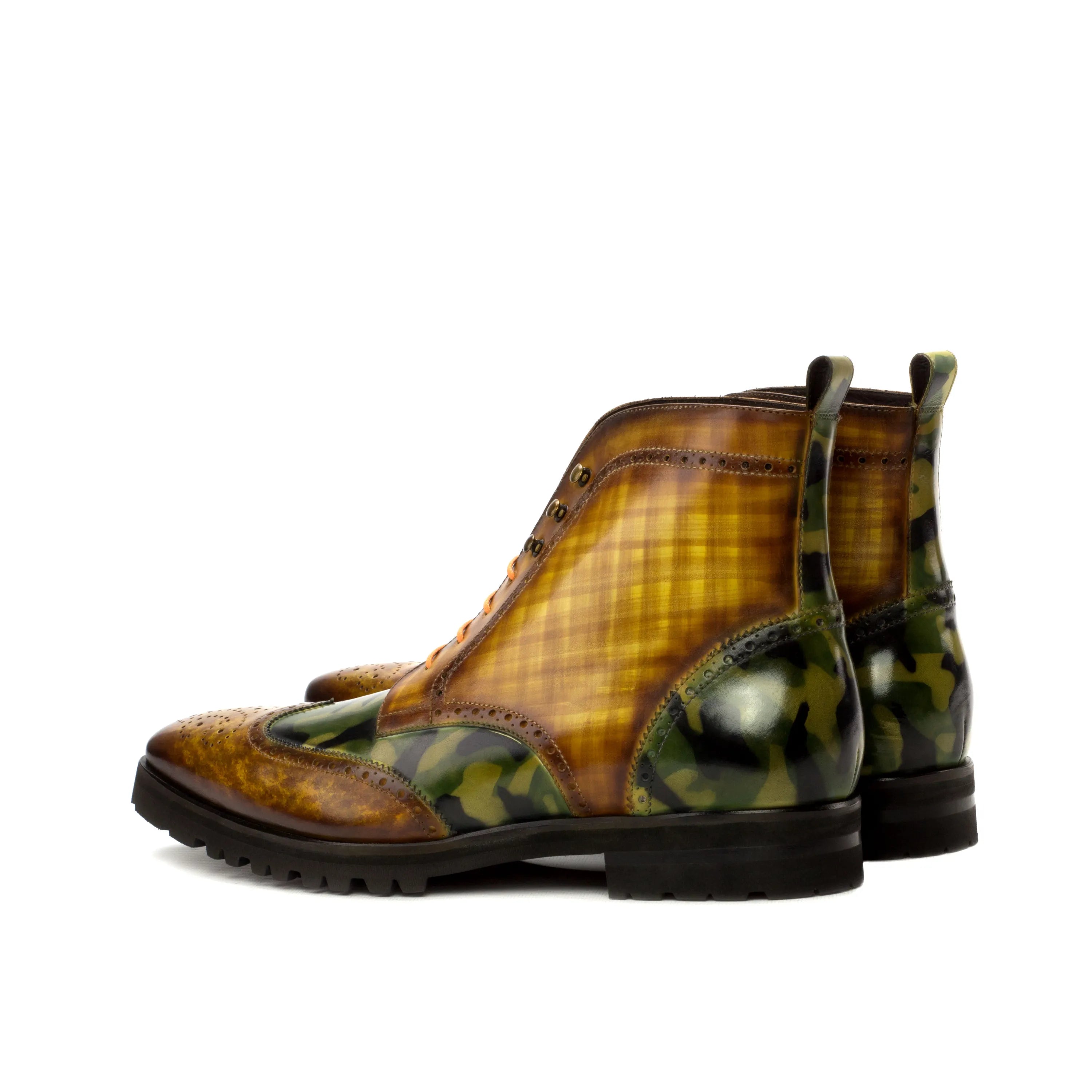 Goodlife Military Brogue Boots II with camouflage leather