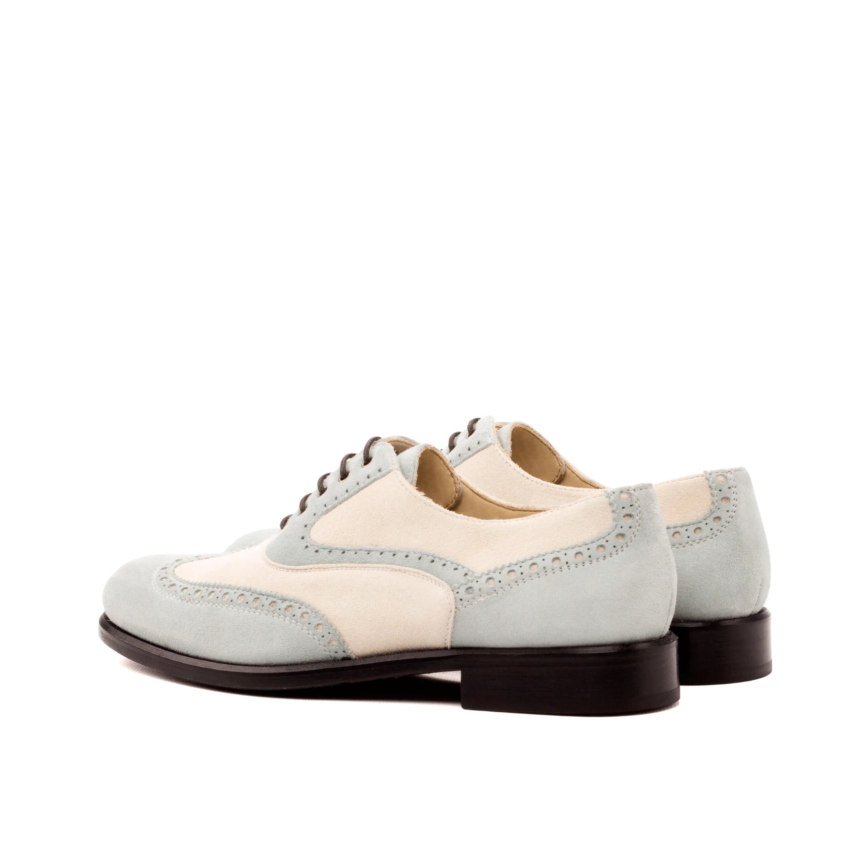 Guda ladies oxford shoes II in two-tone kid suede wingtip design