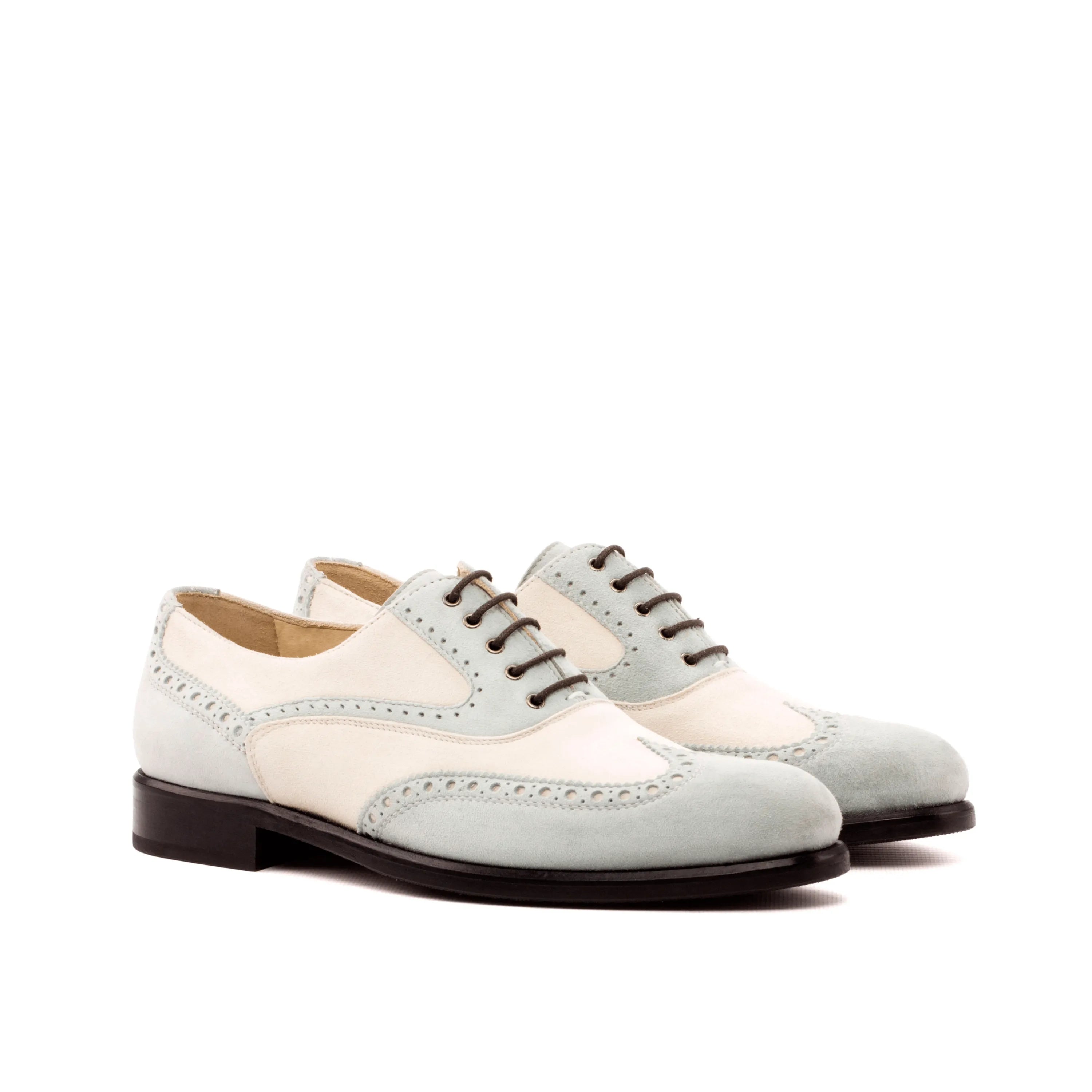 Guda ladies oxford two-tone leather wingtip shoes